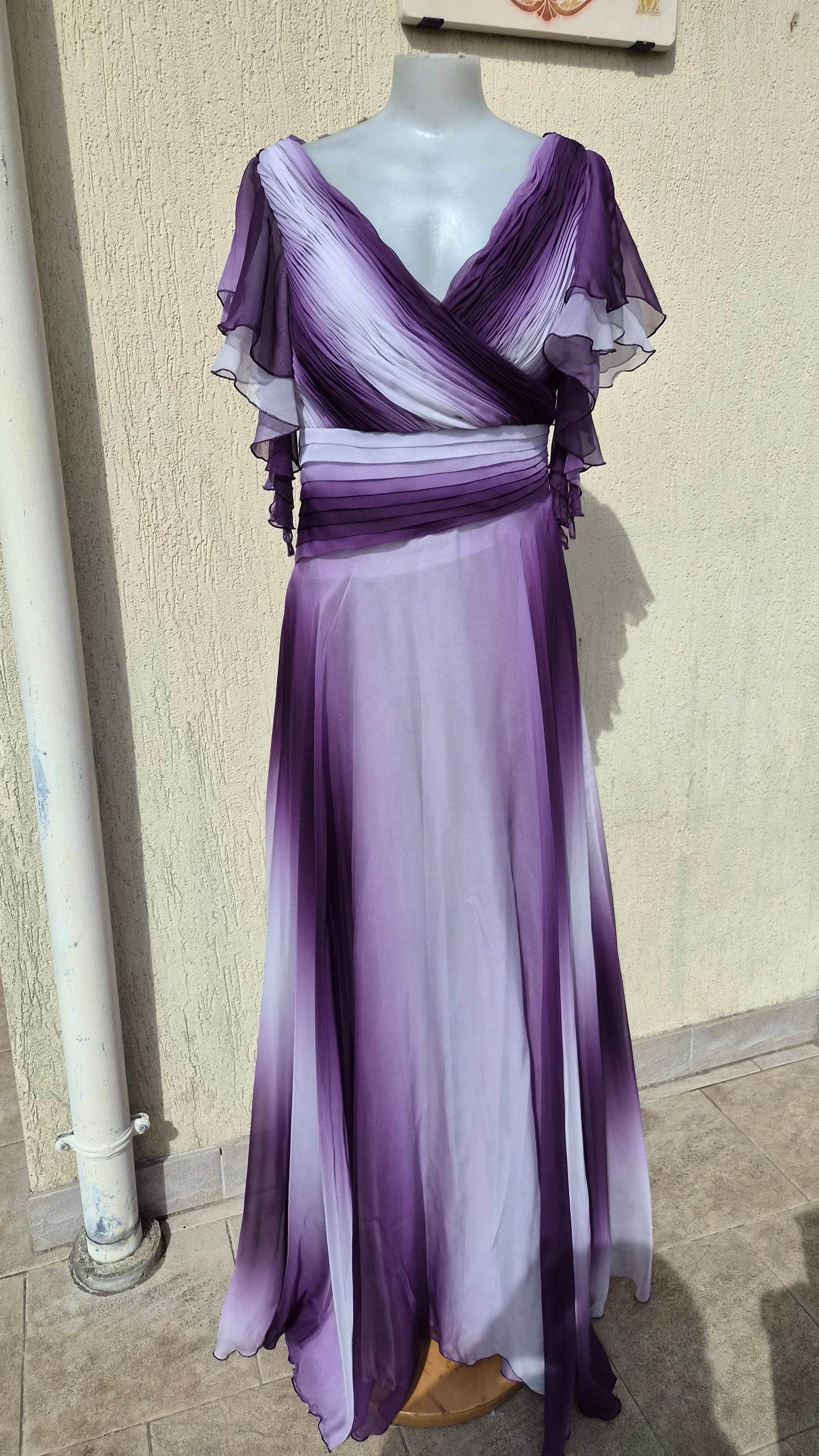 Purple ruffled voile dress