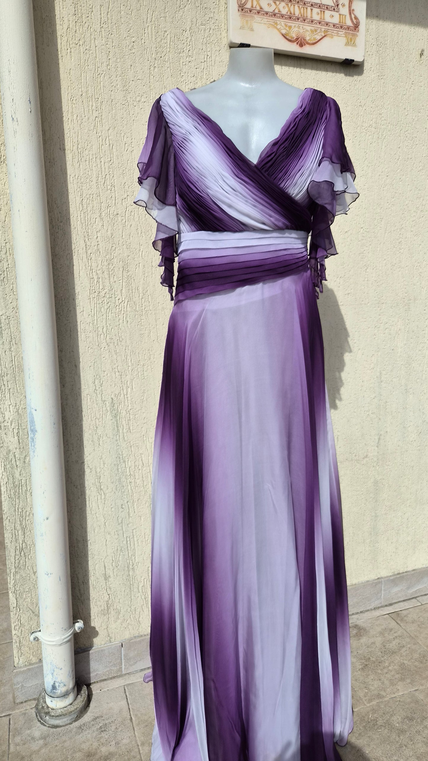 Purple ruffled voile dress