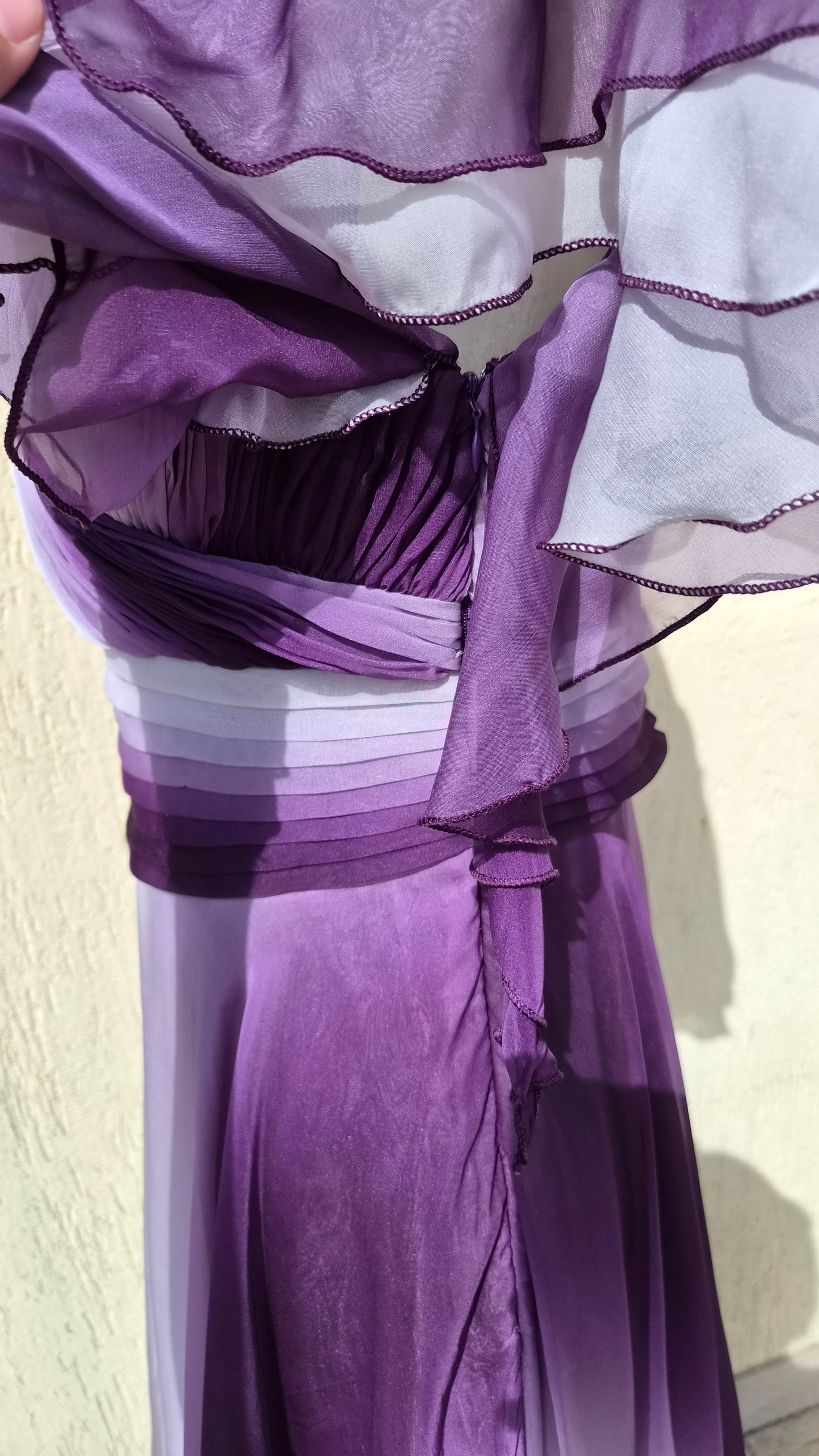 Purple ruffled voile dress
