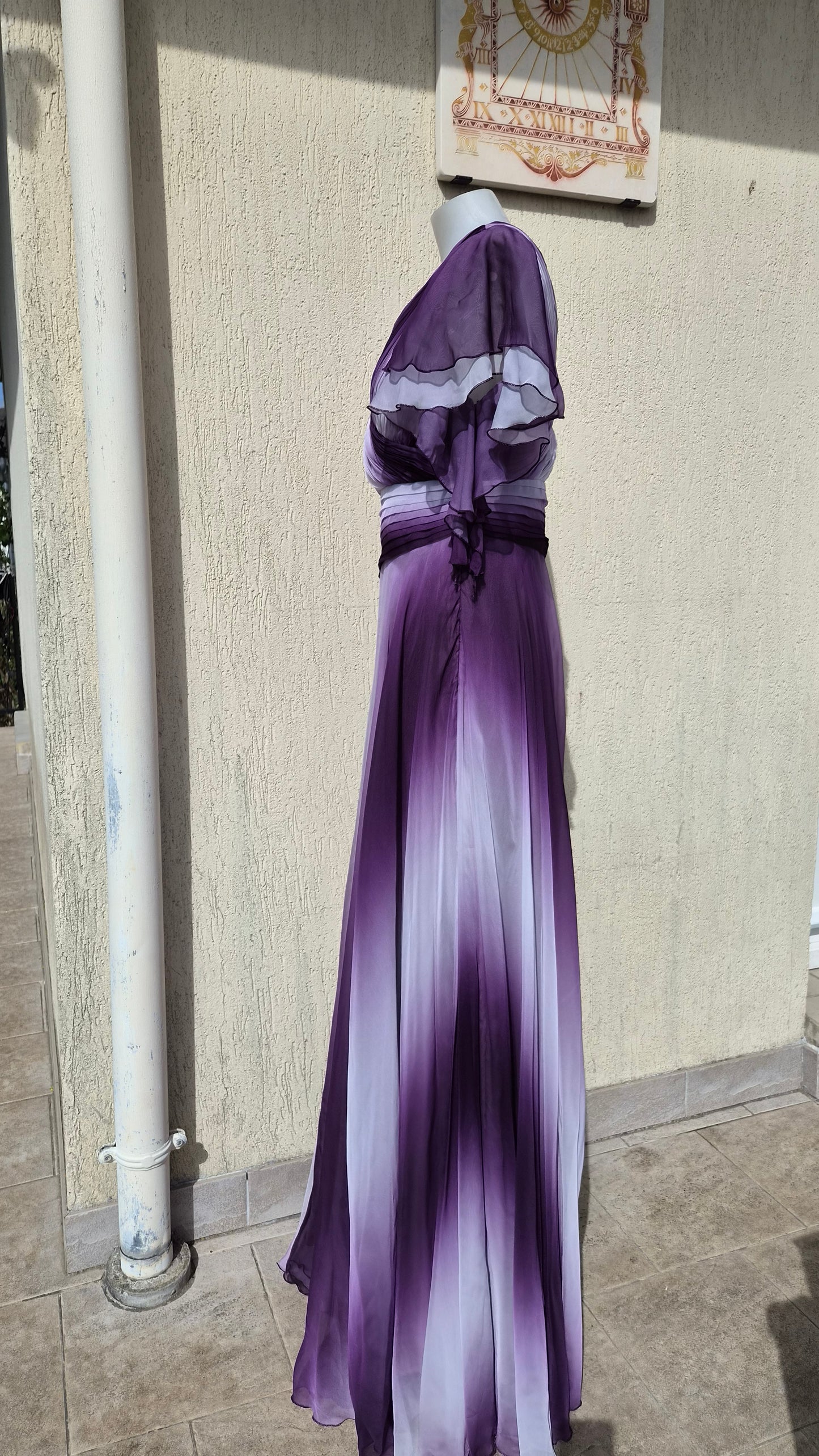 Purple ruffled voile dress