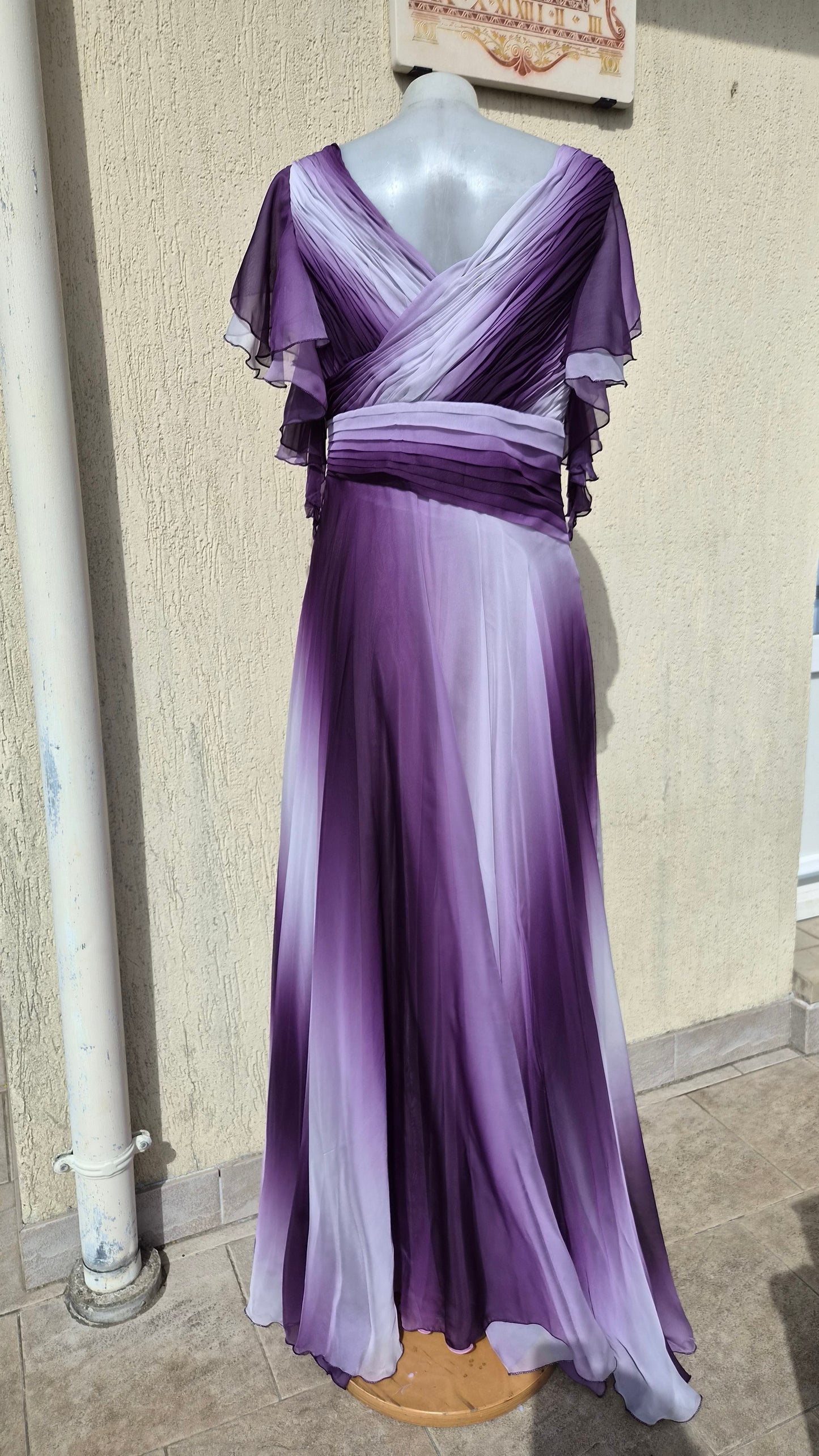 Purple ruffled voile dress