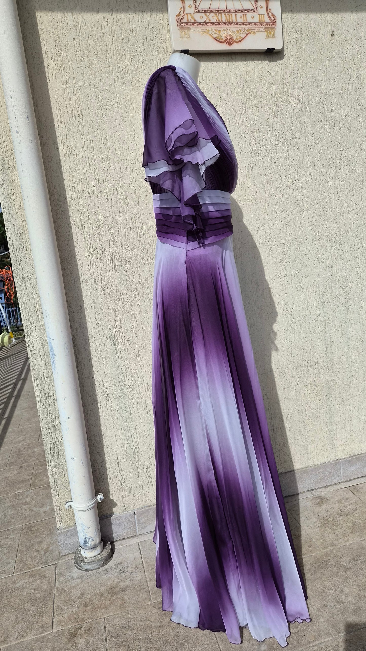 Purple ruffled voile dress