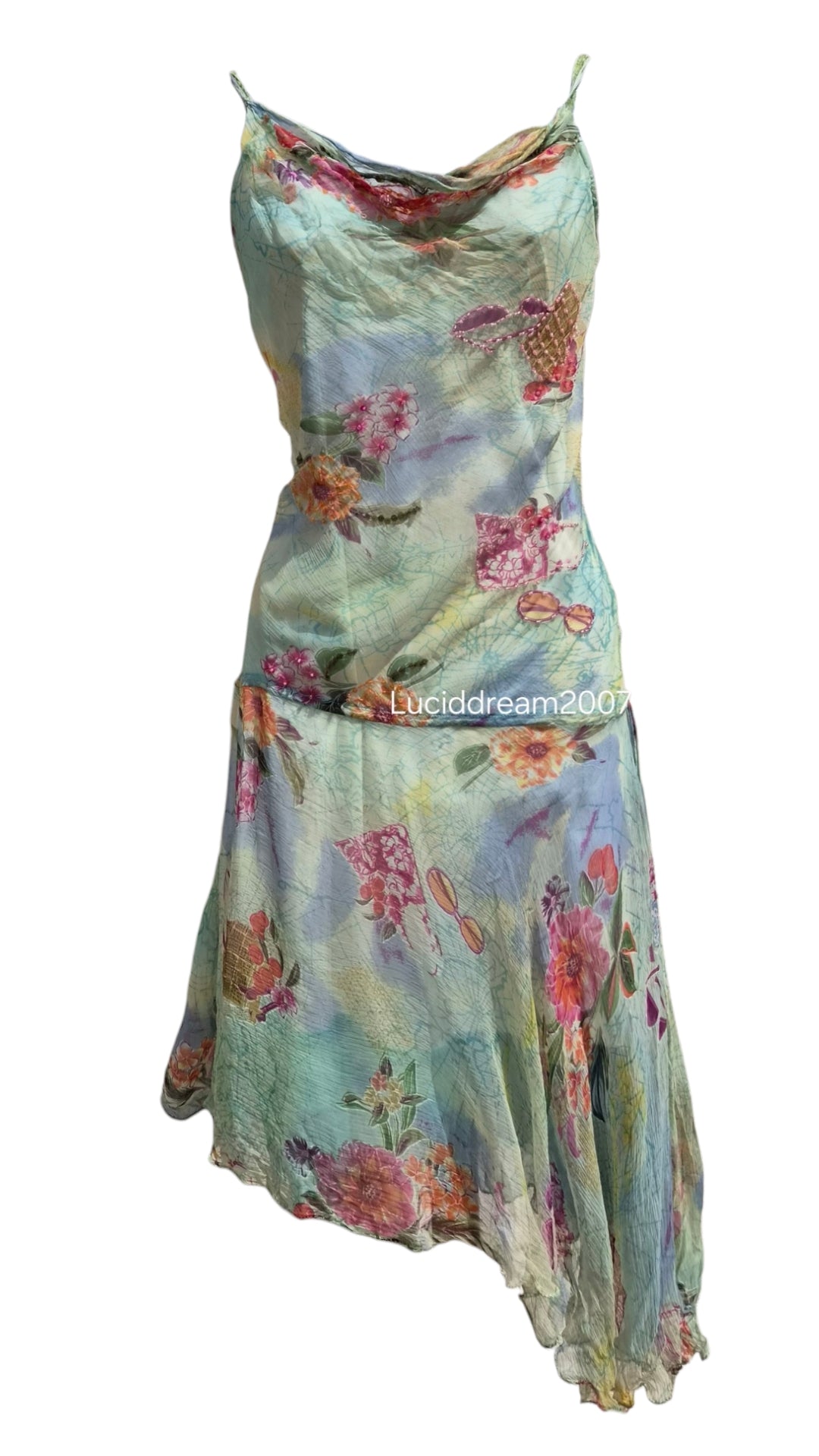 Robe en voile verte René Derhy