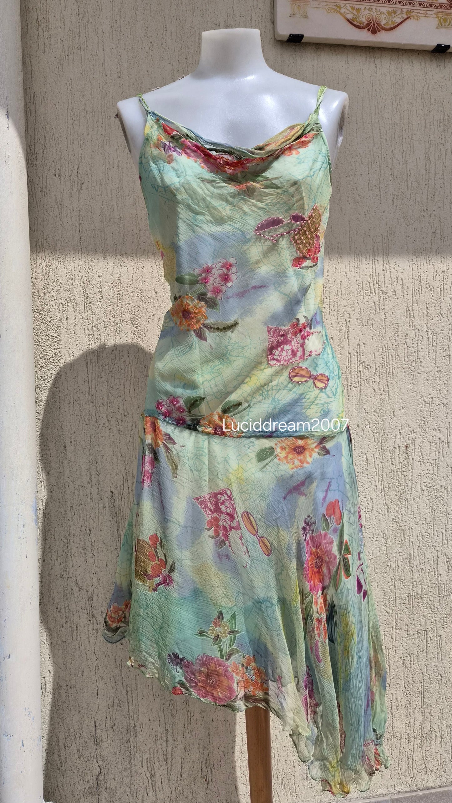 Robe en voile verte René Derhy