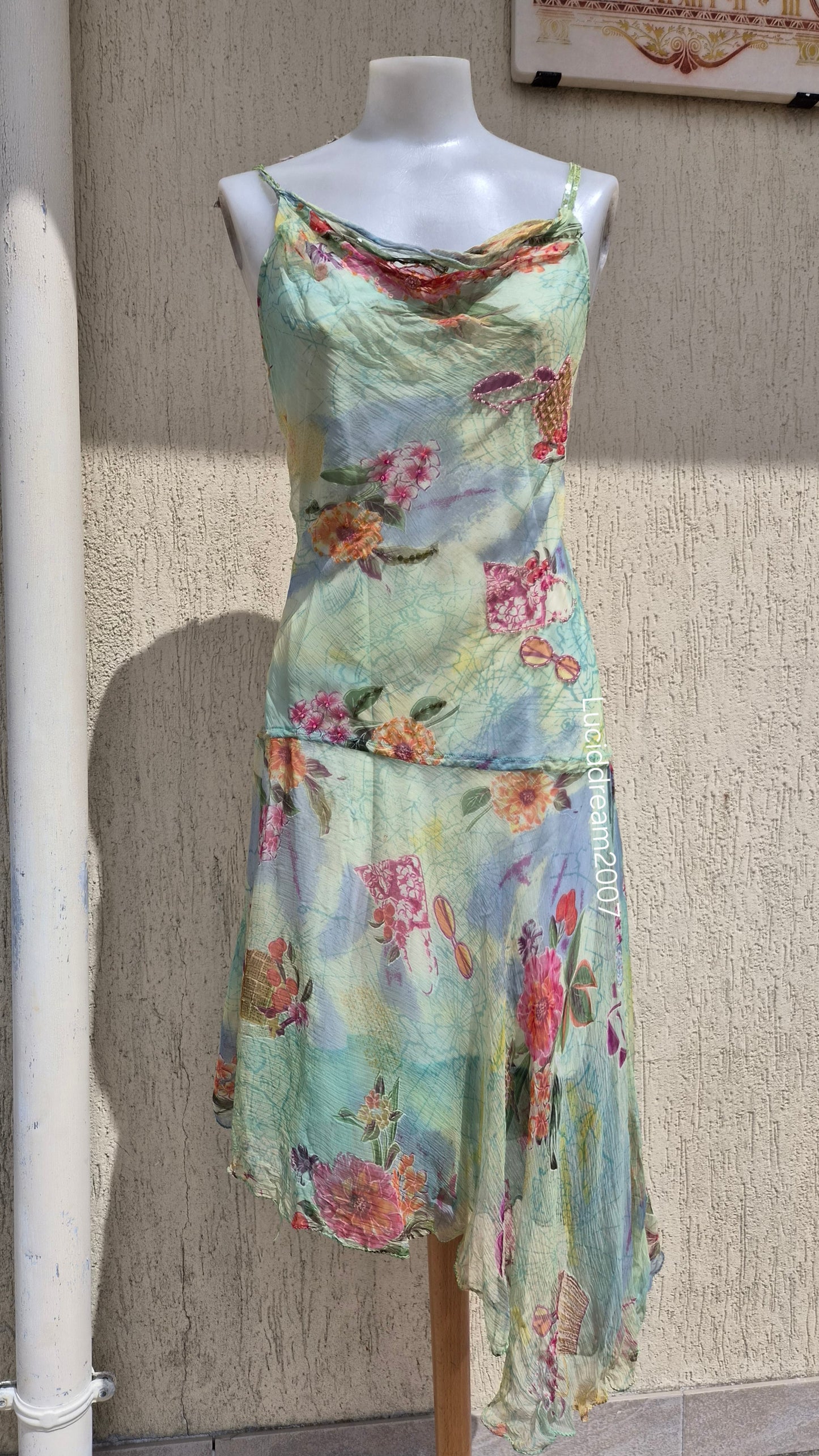 Robe en voile verte René Derhy