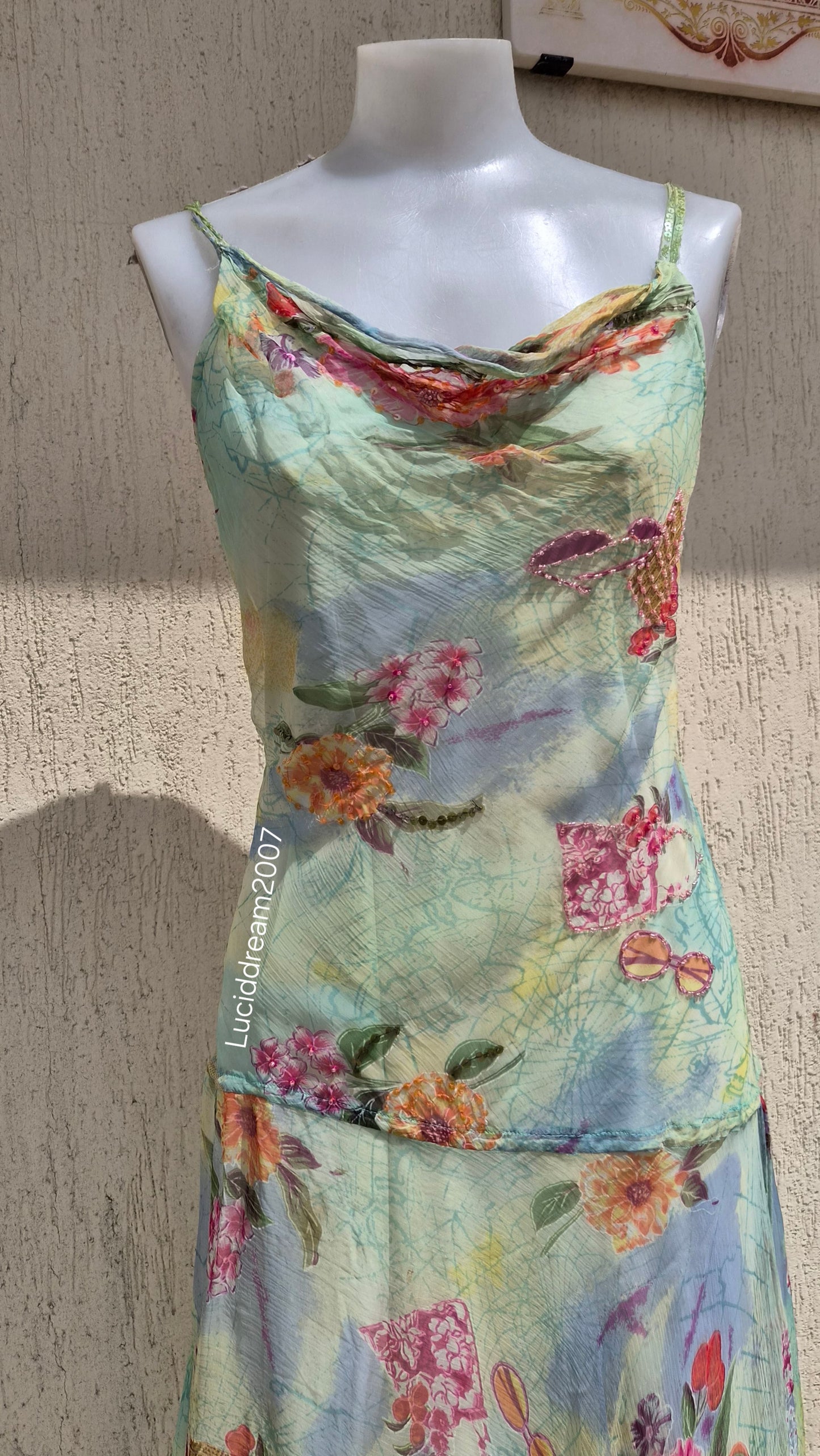 Robe en voile verte René Derhy