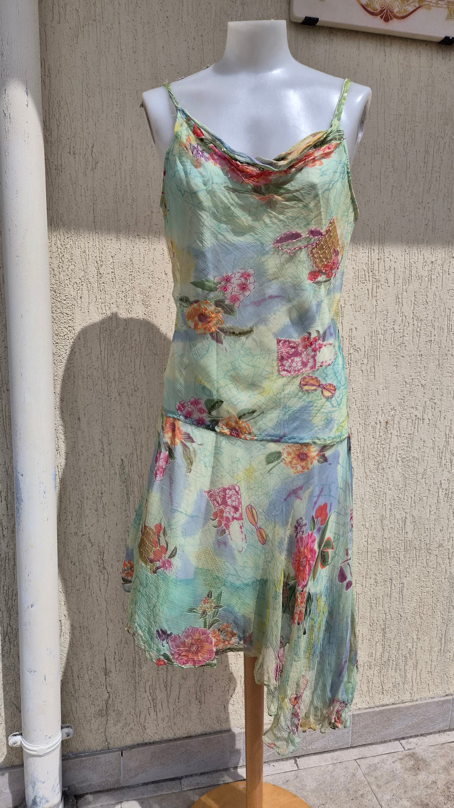 Robe en voile verte René Derhy