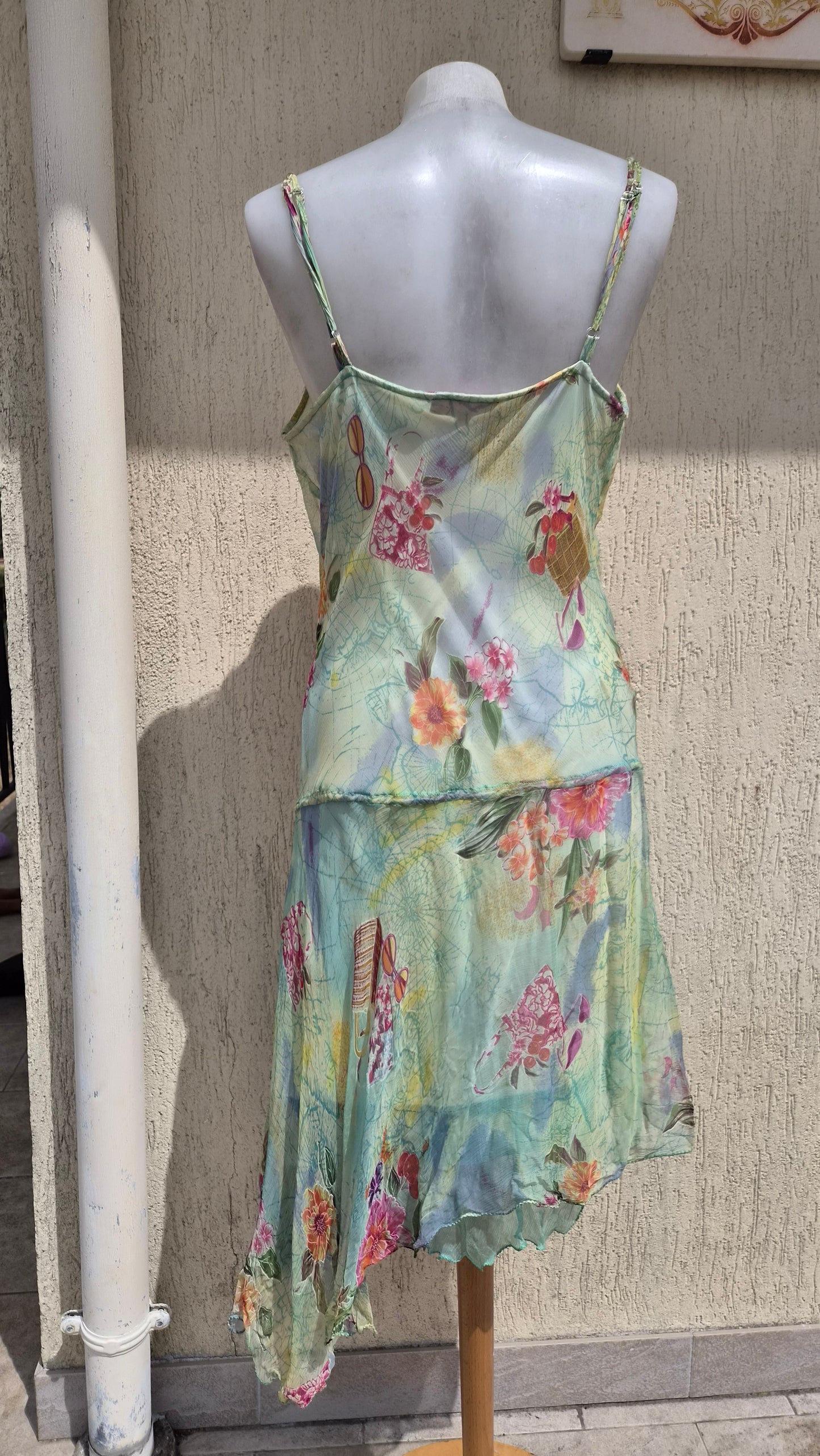 Robe en voile verte René Derhy