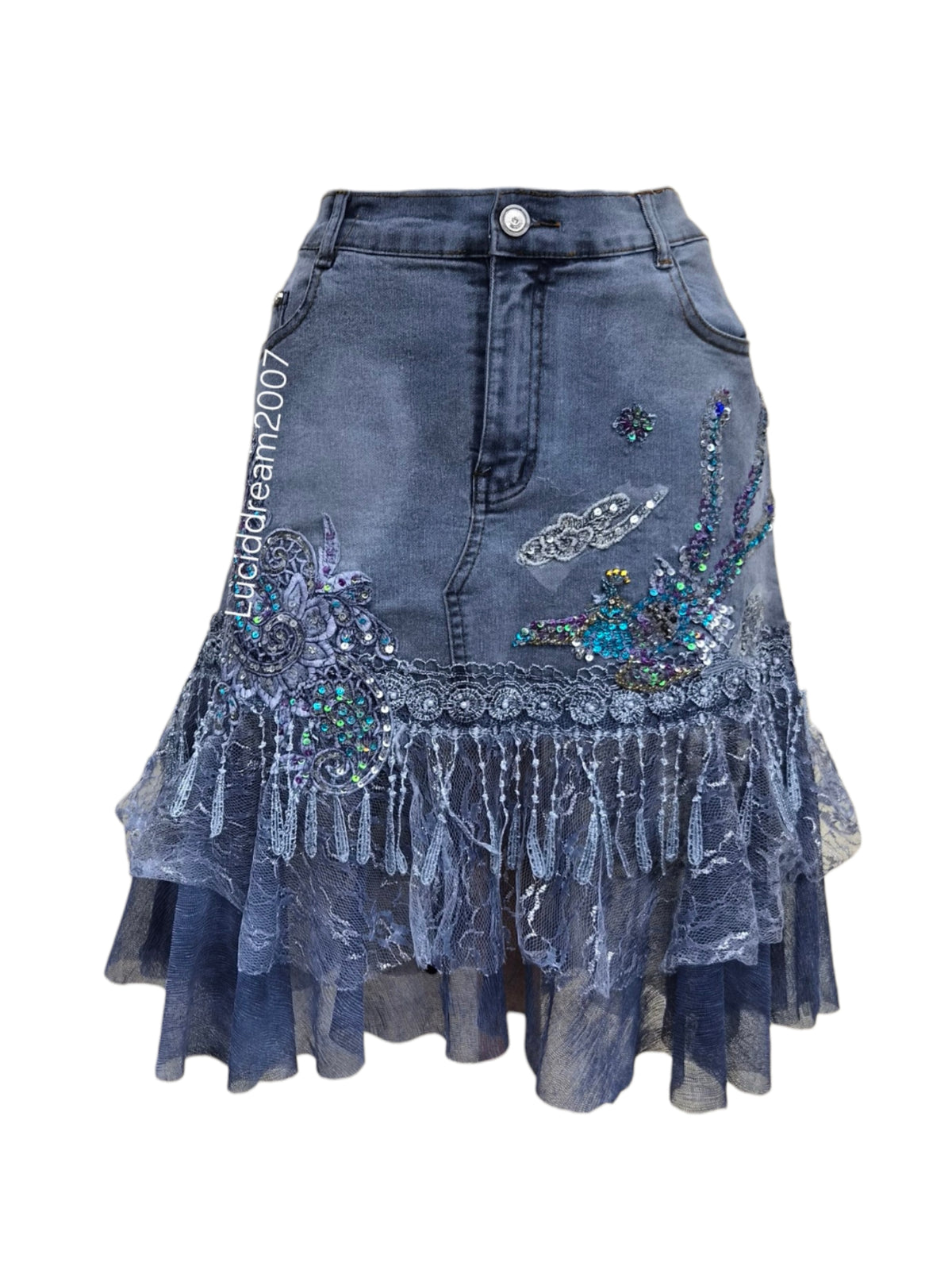 Robe en denim brodée