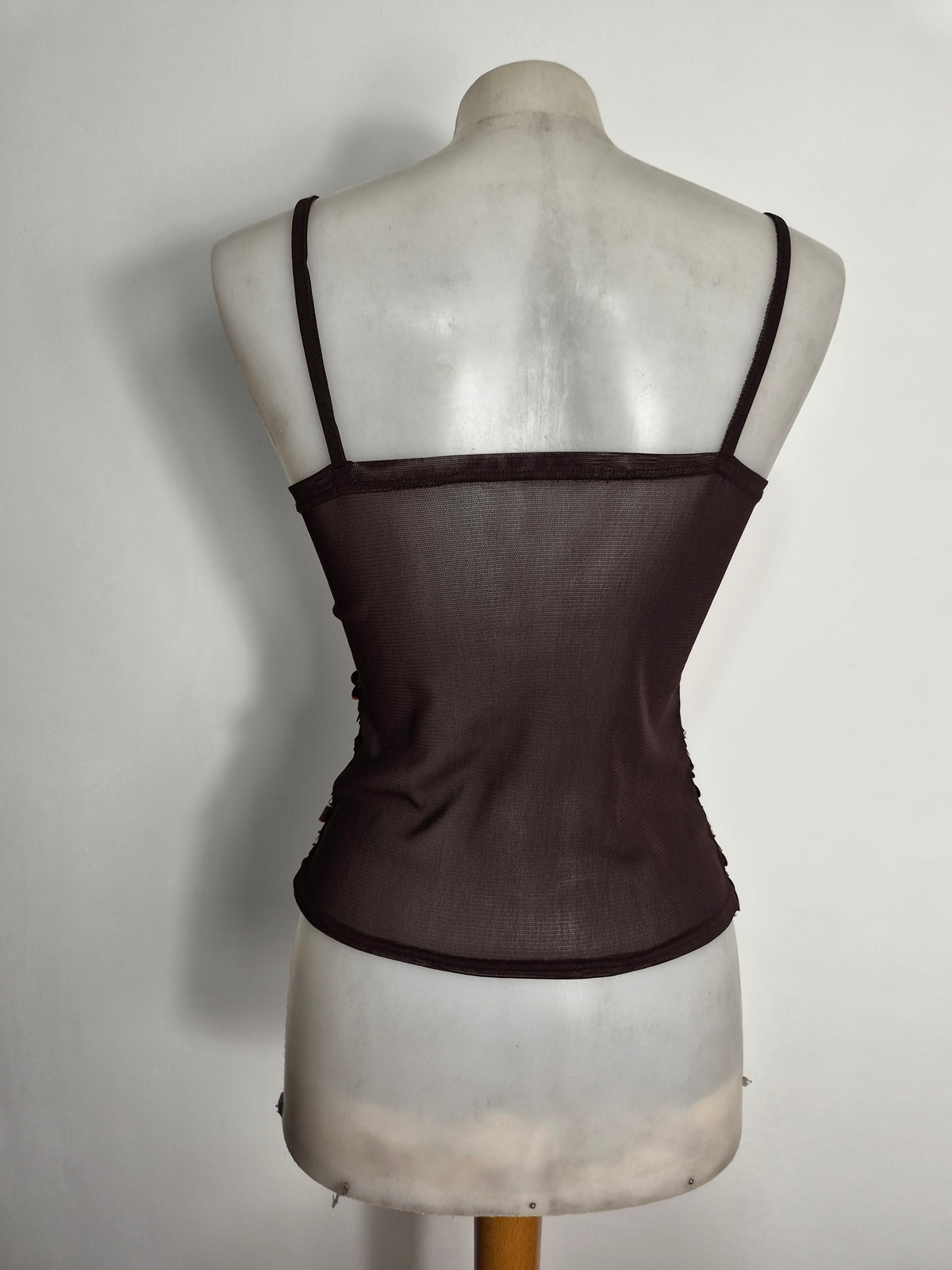 Haut en voile marron brodé de sequins