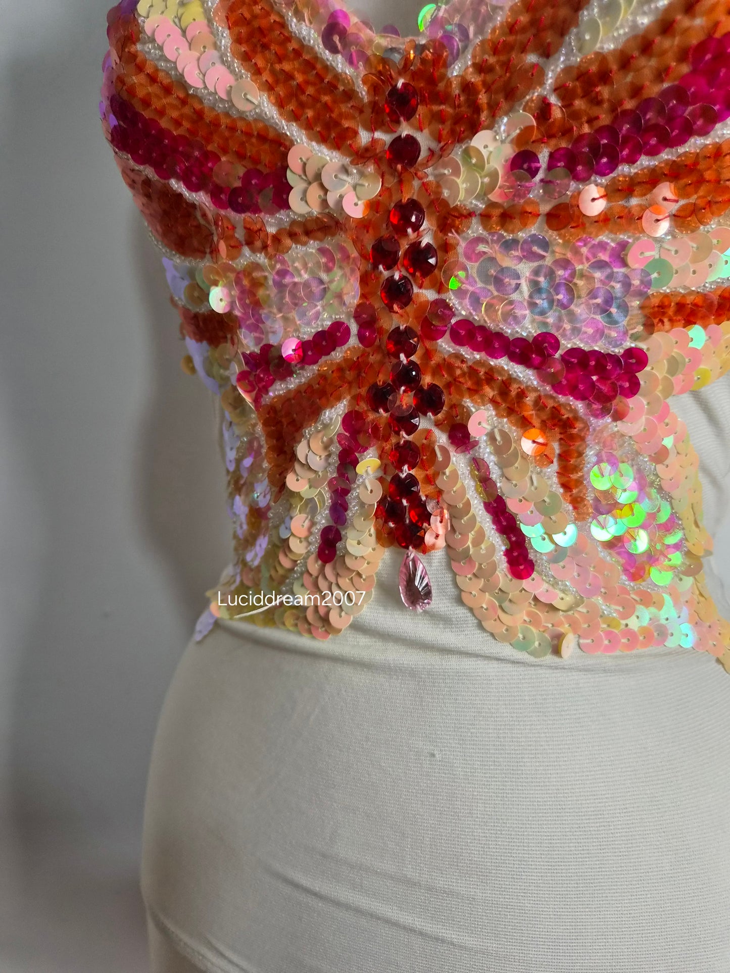 Haut dos nu papillon brodé en sequins