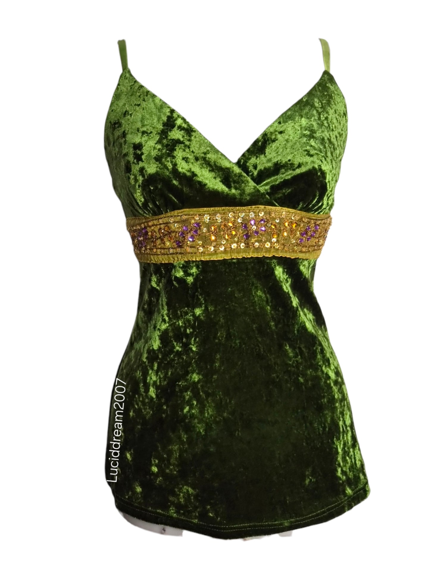 Haut en velours ras vert