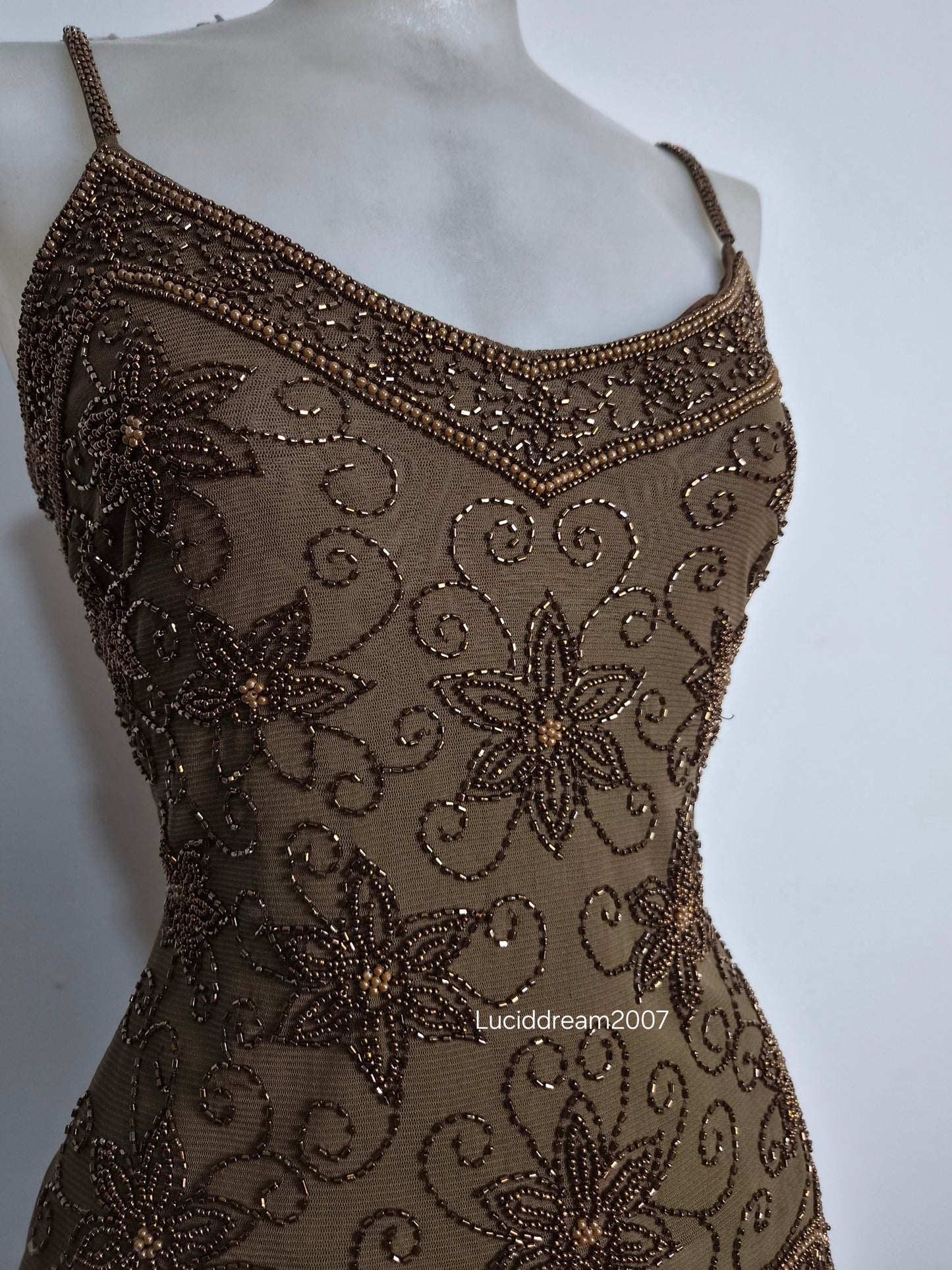Brown embroidered voile top