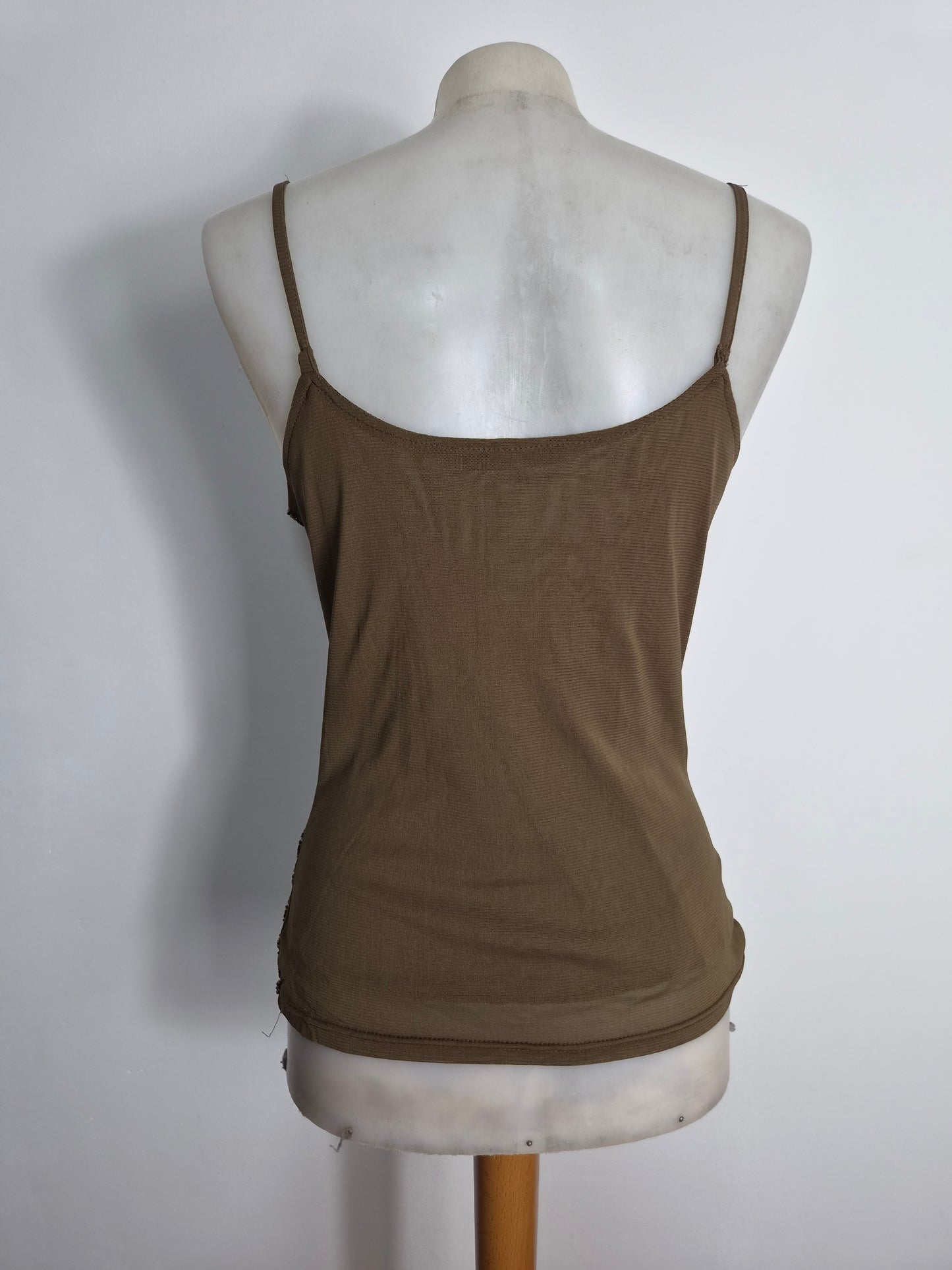Brown embroidered voile top