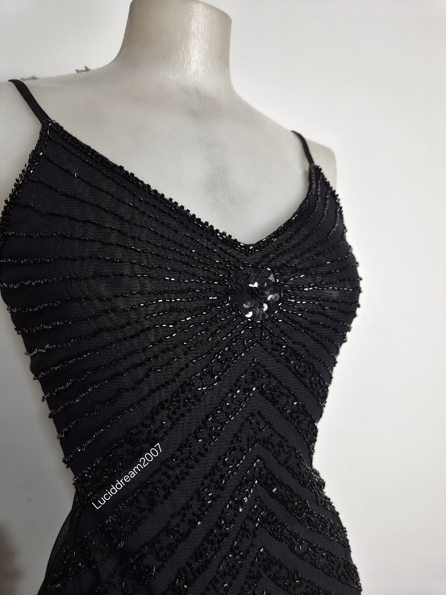 Black beaded voile top