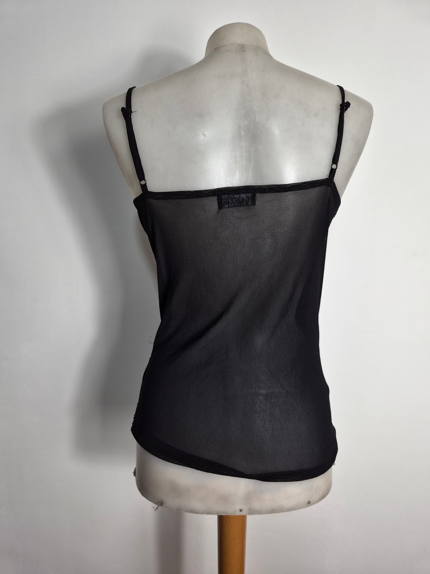Black beaded voile top