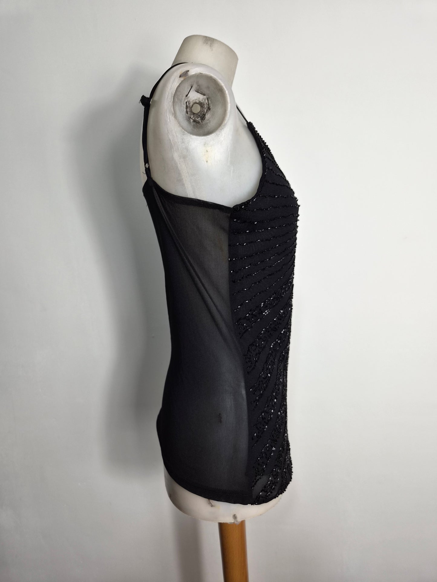 Black beaded voile top