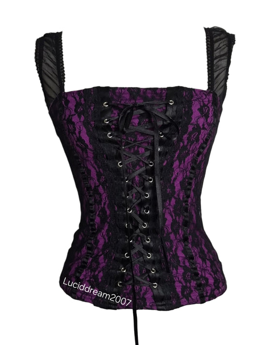 Haut esprit corset violet et noir