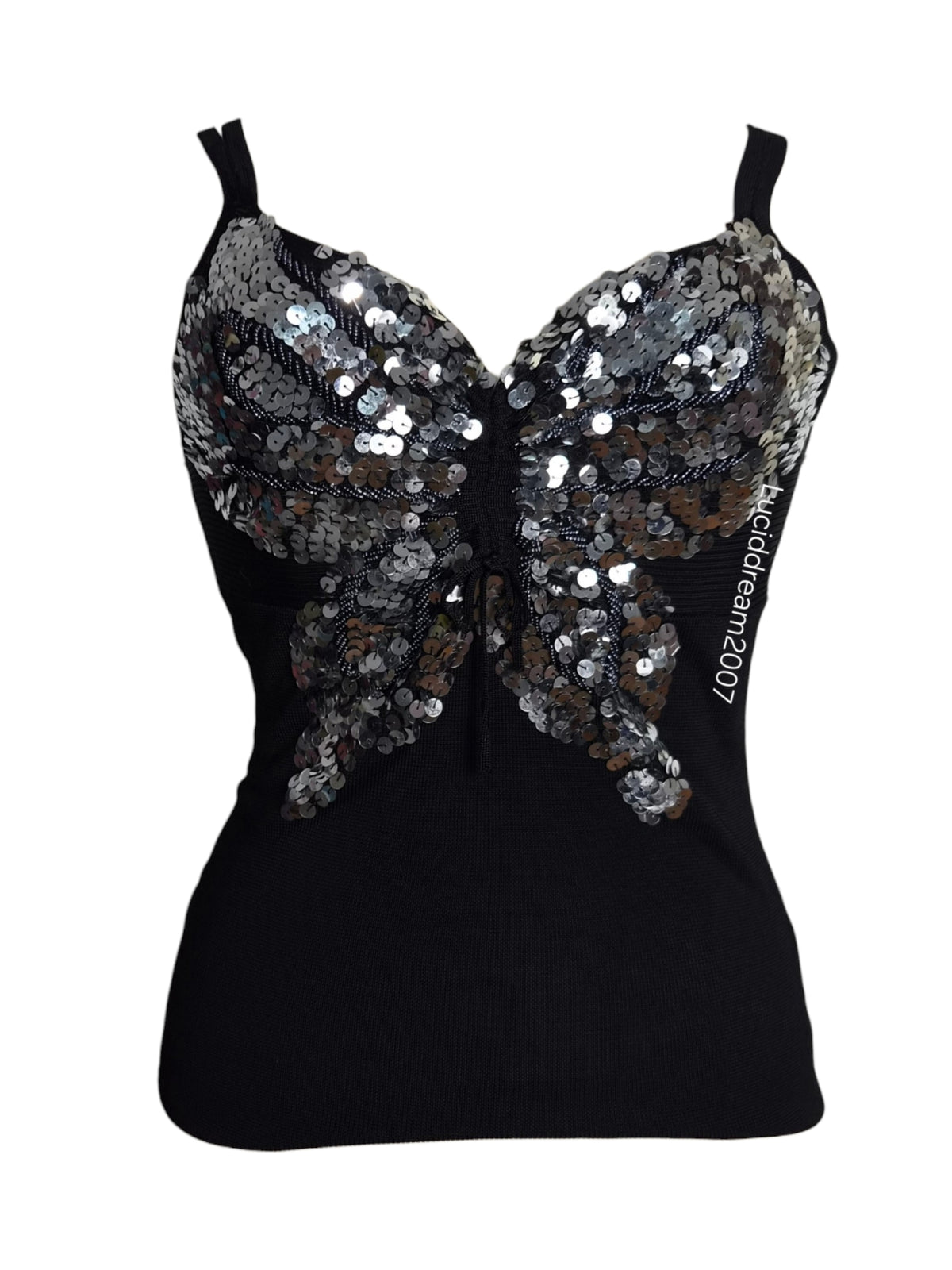 Haut détail papillon en sequins