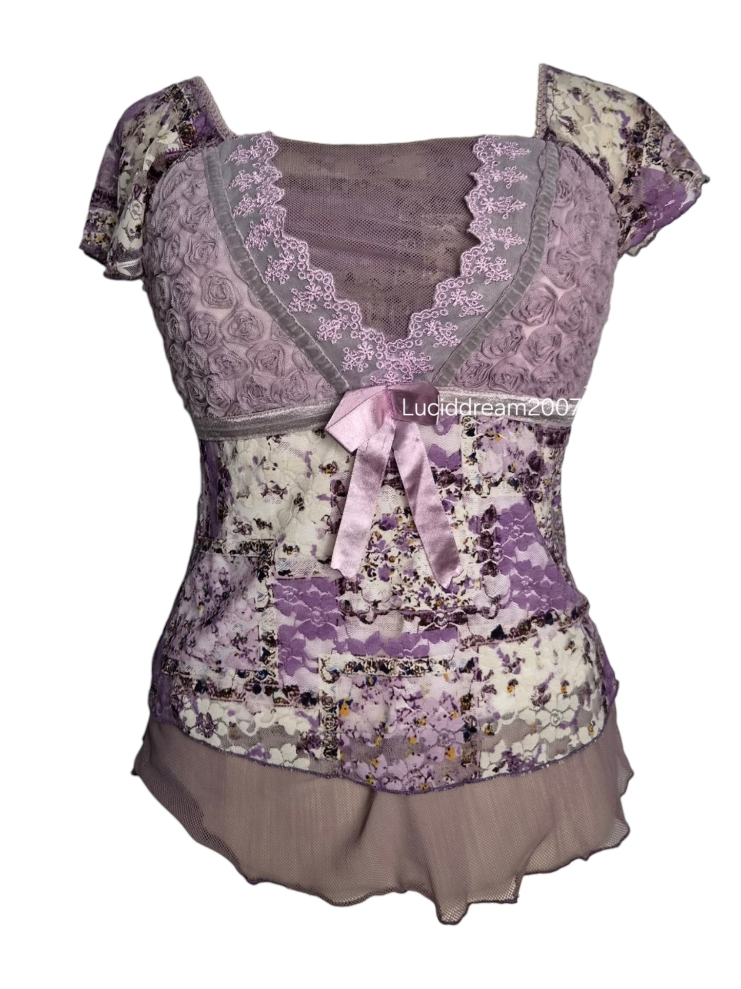 Haut floral multimatières tons lilas