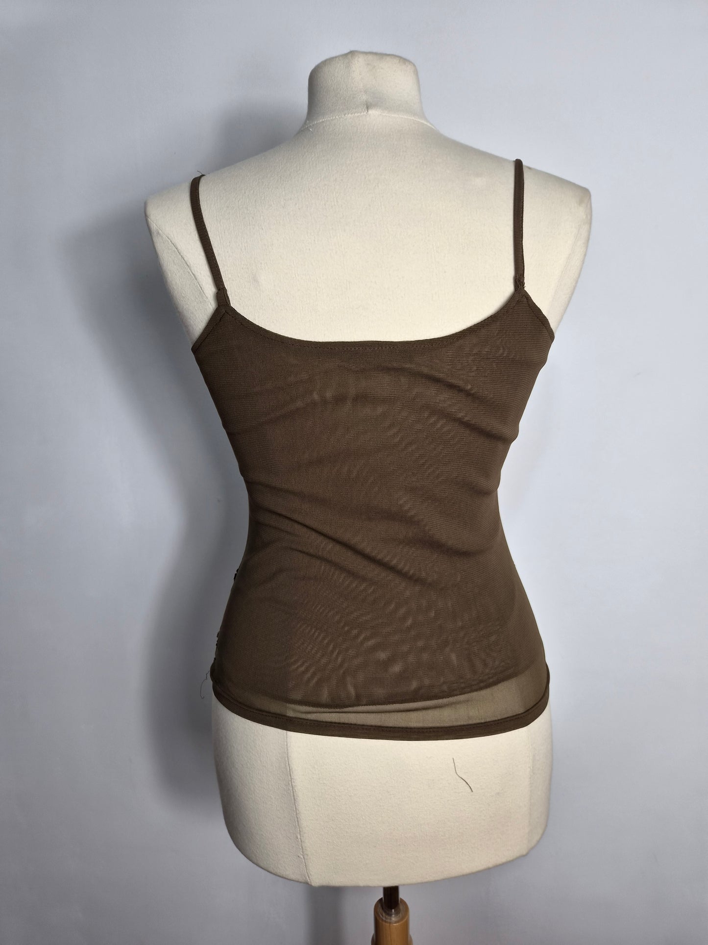Brown embroidered voile top