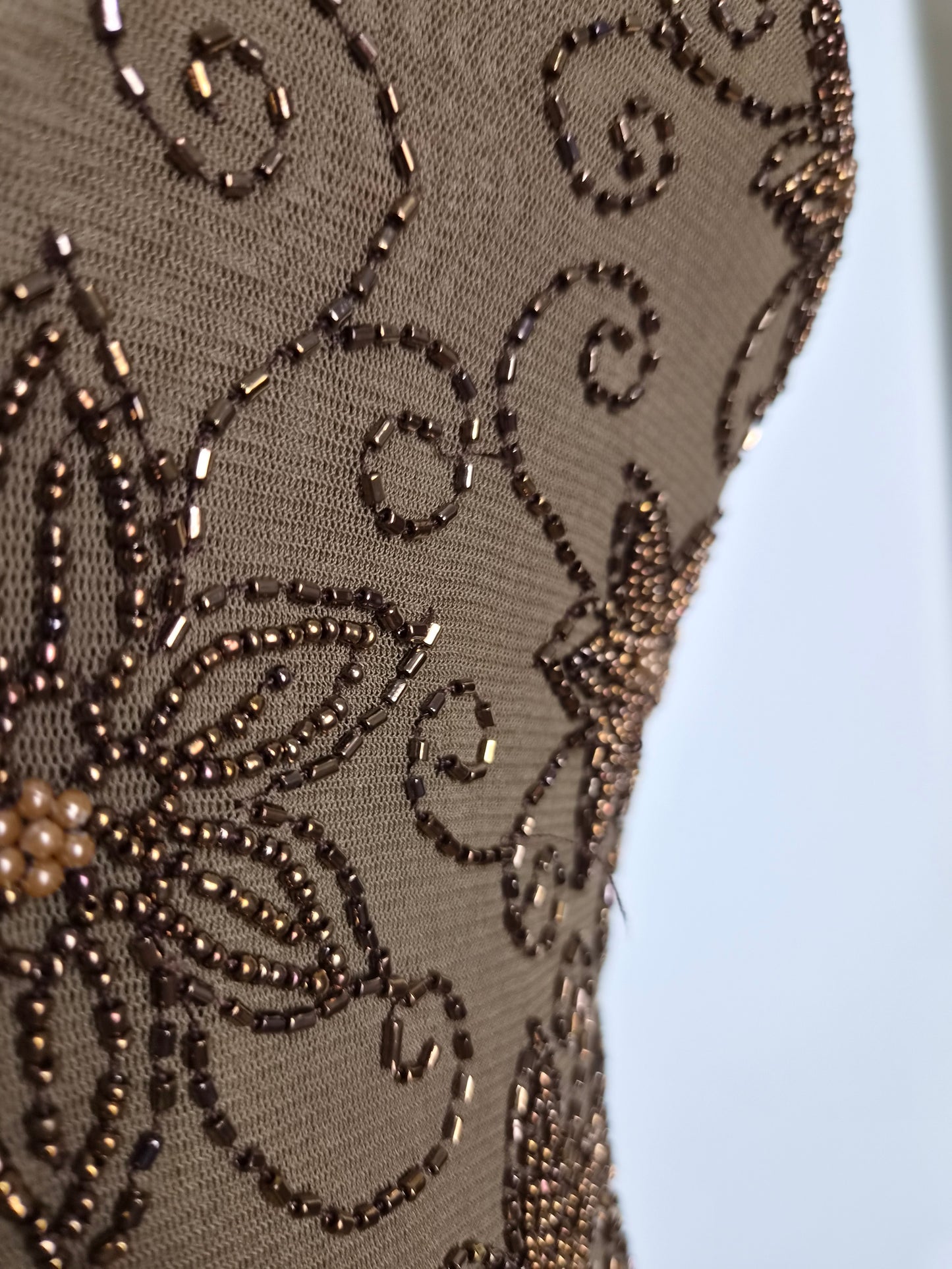 Brown embroidered voile top