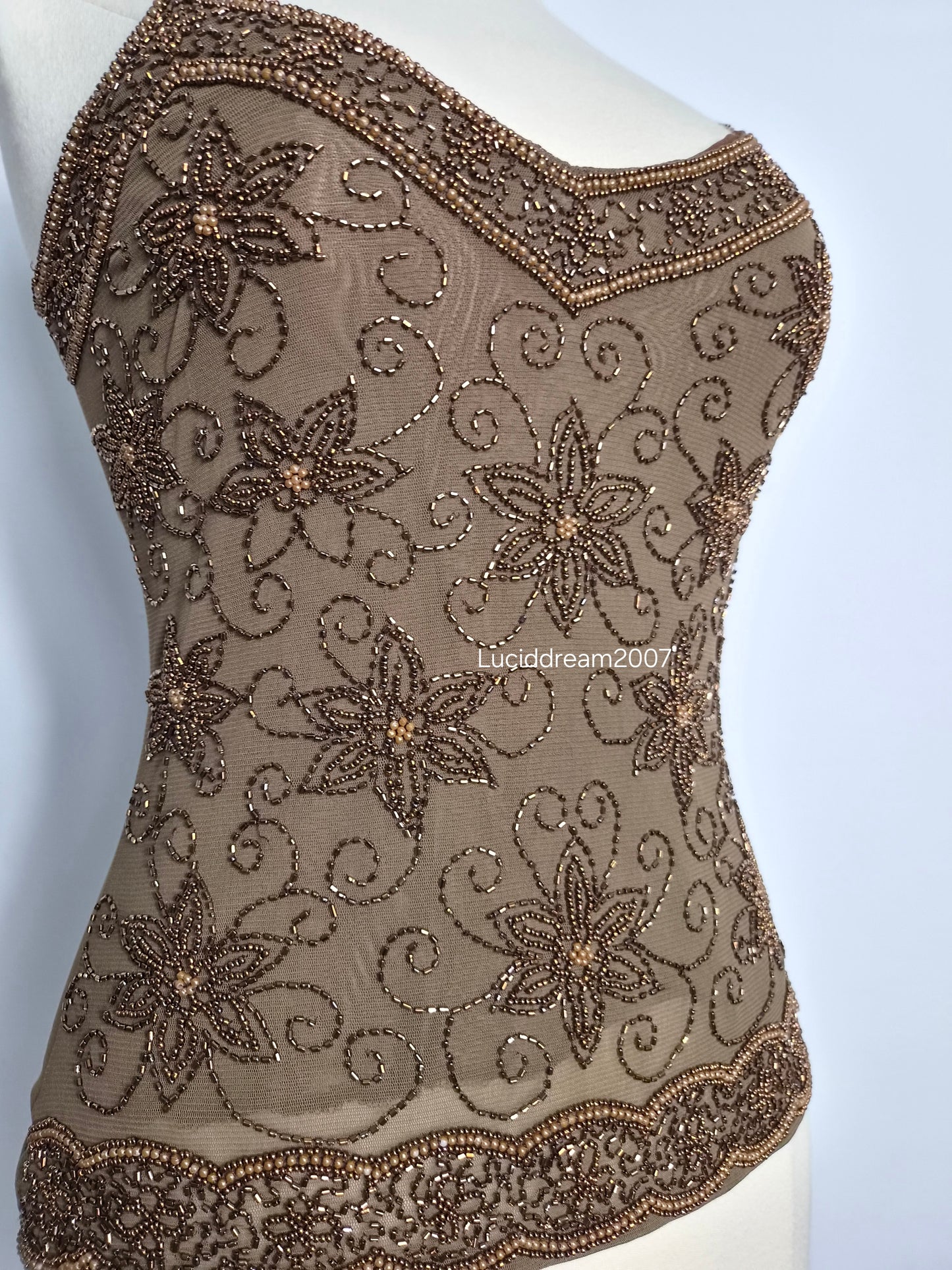 Brown embroidered voile top