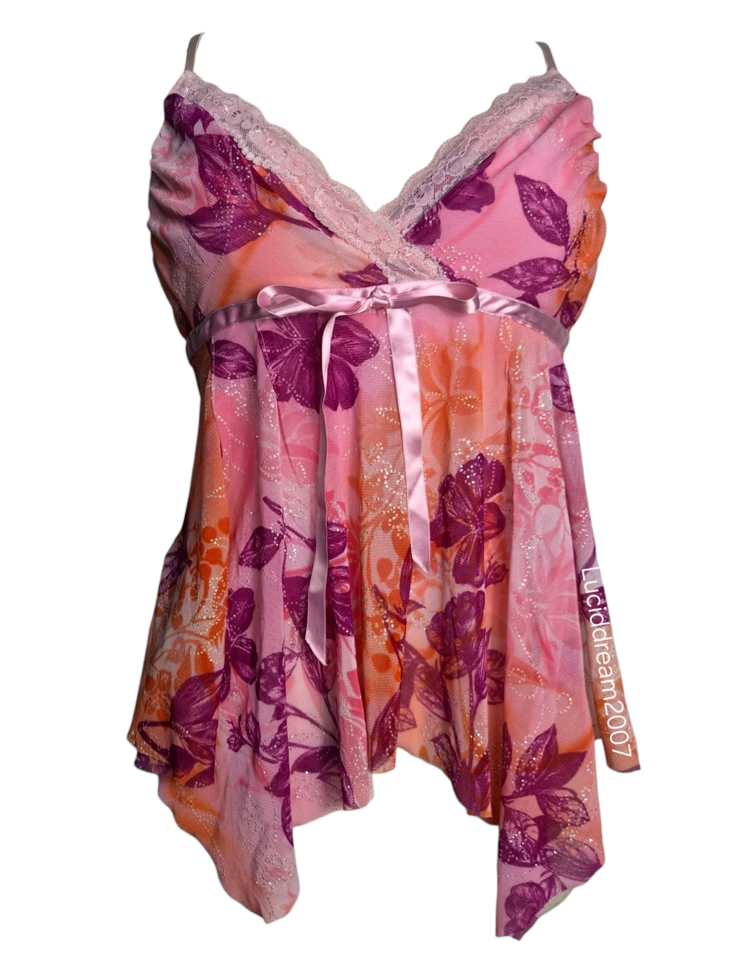 Haut en voile floral asymétrique