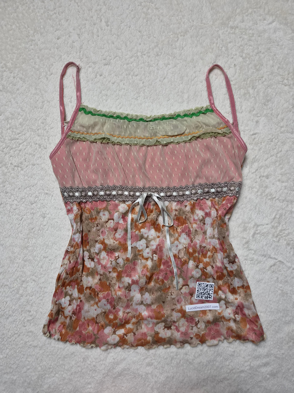 Floral multi-fabric top