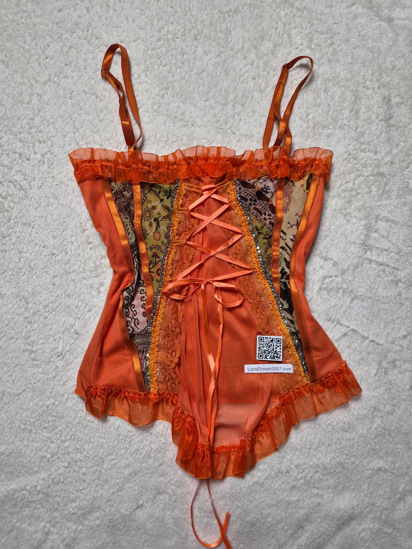 Haut asymétrique à laçage orange