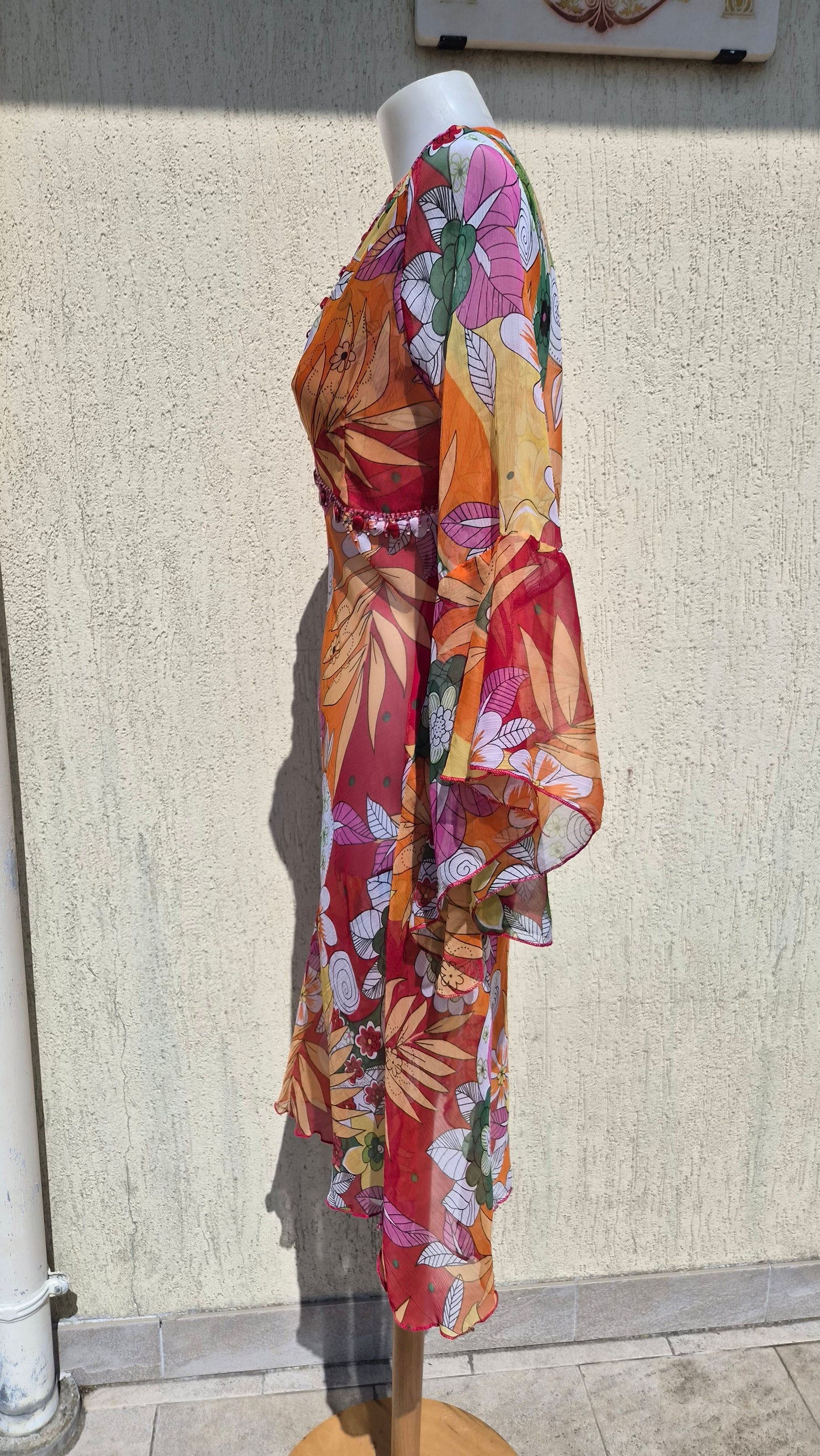 Robe en voile fleuri orange