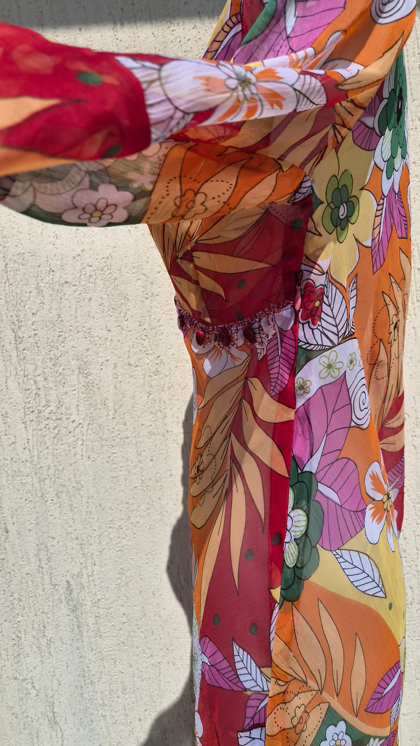 Robe en voile fleuri orange