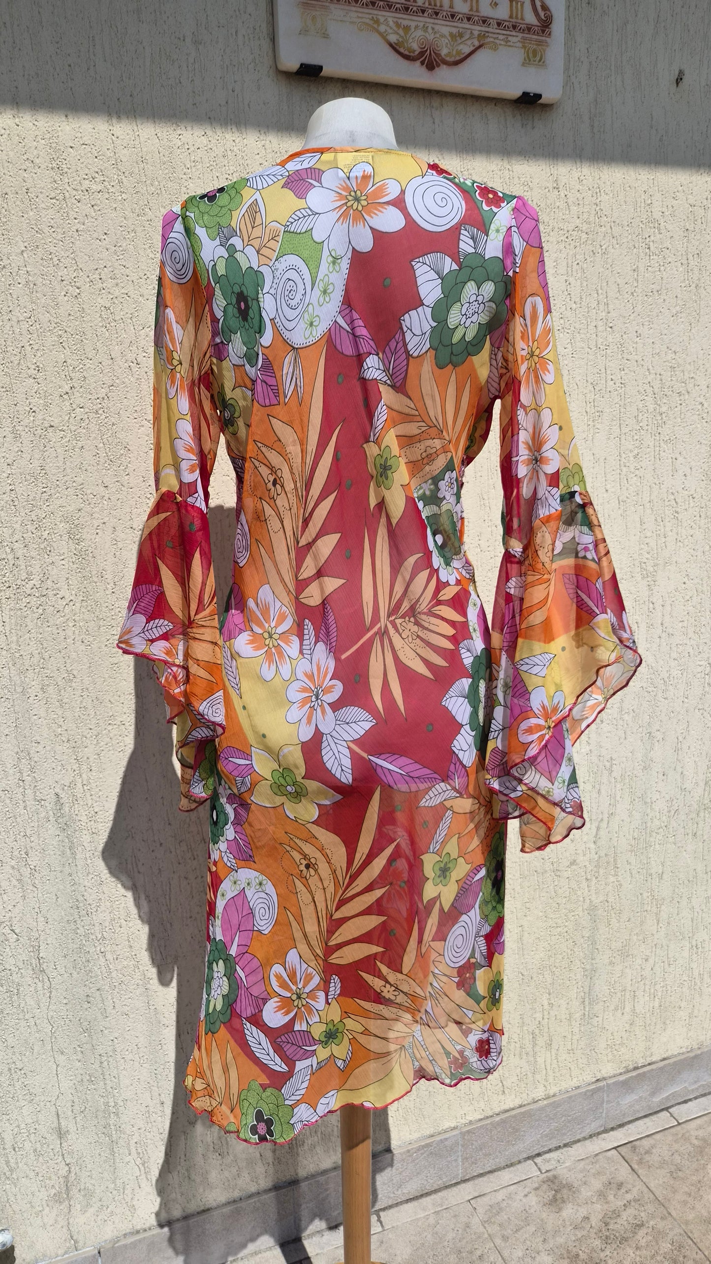 Robe en voile fleuri orange