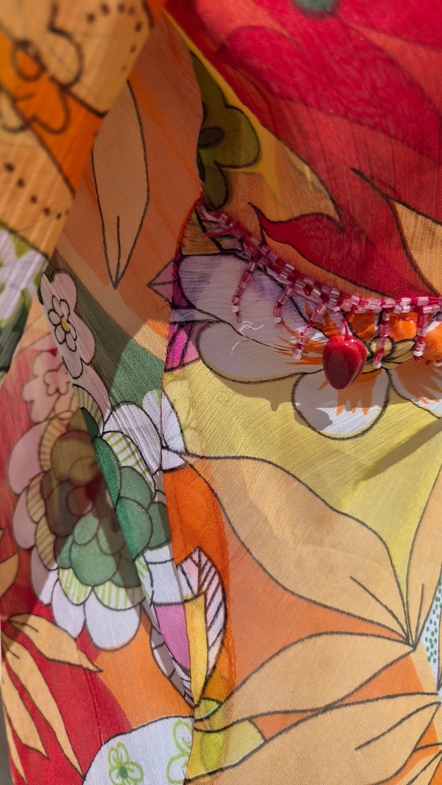 Robe en voile fleuri orange