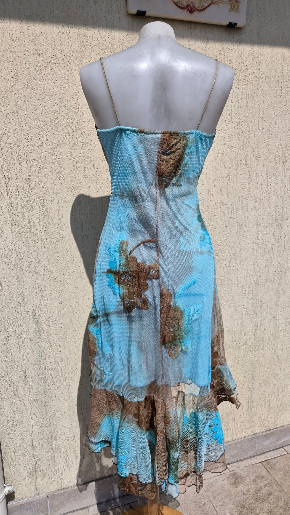 Blue and brown lace dress