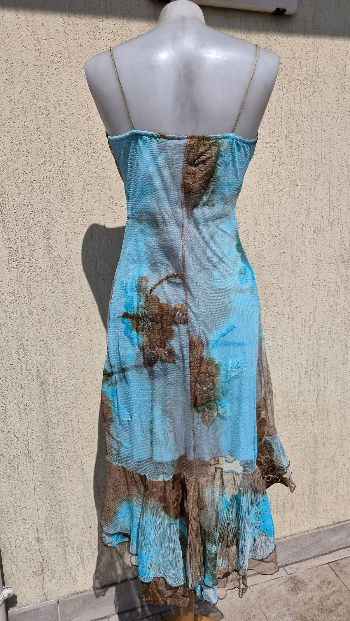 Blue and brown lace dress