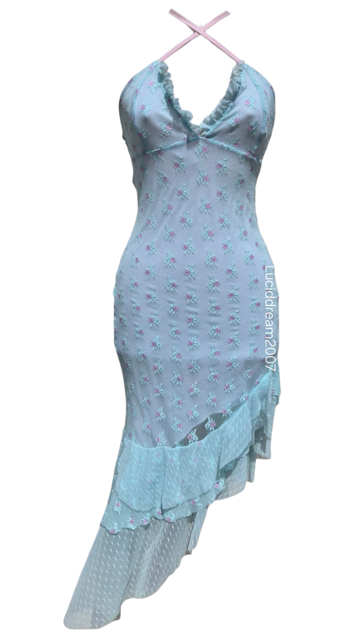 Blue and black lace dress