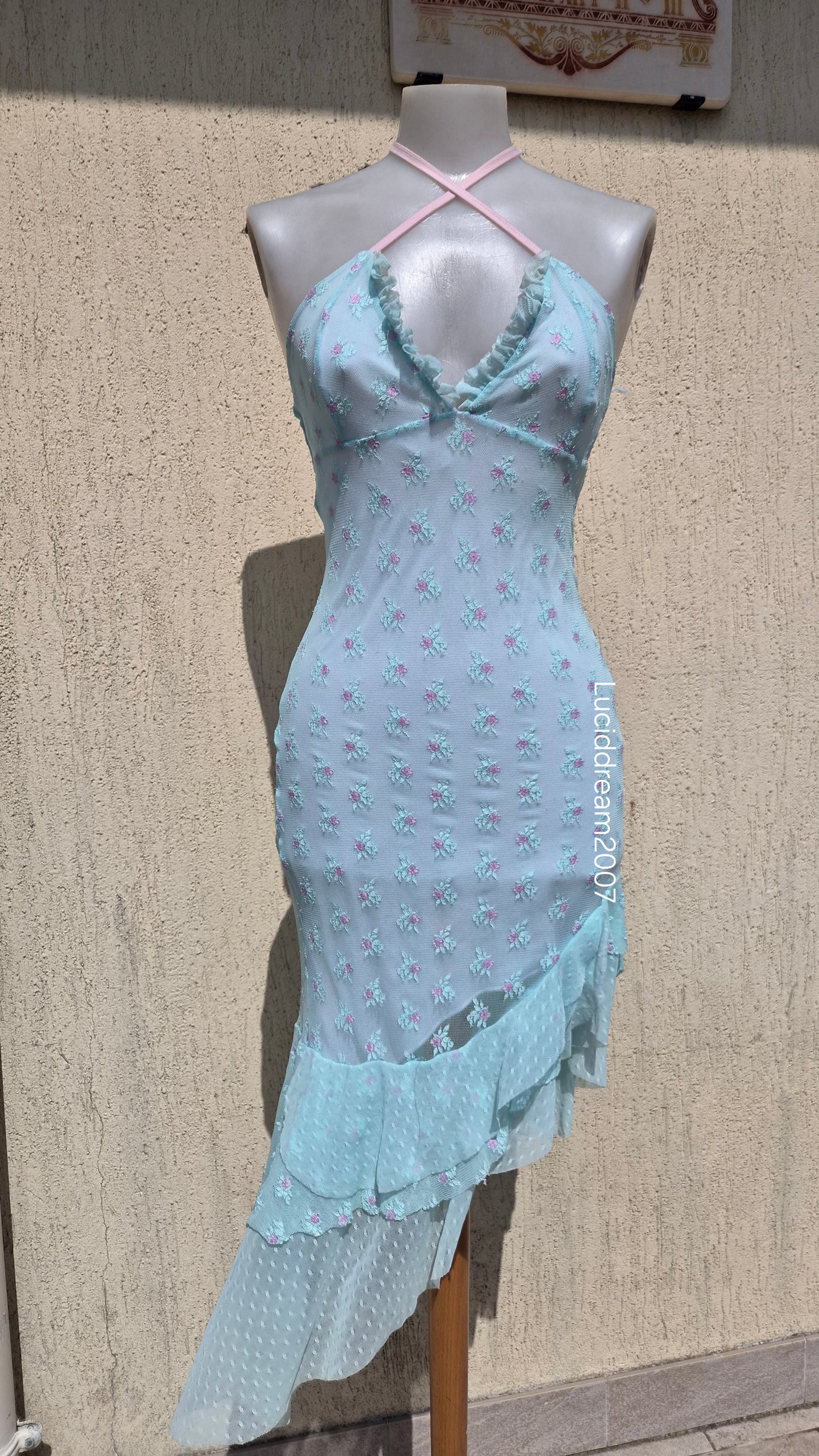 Blue and black lace dress