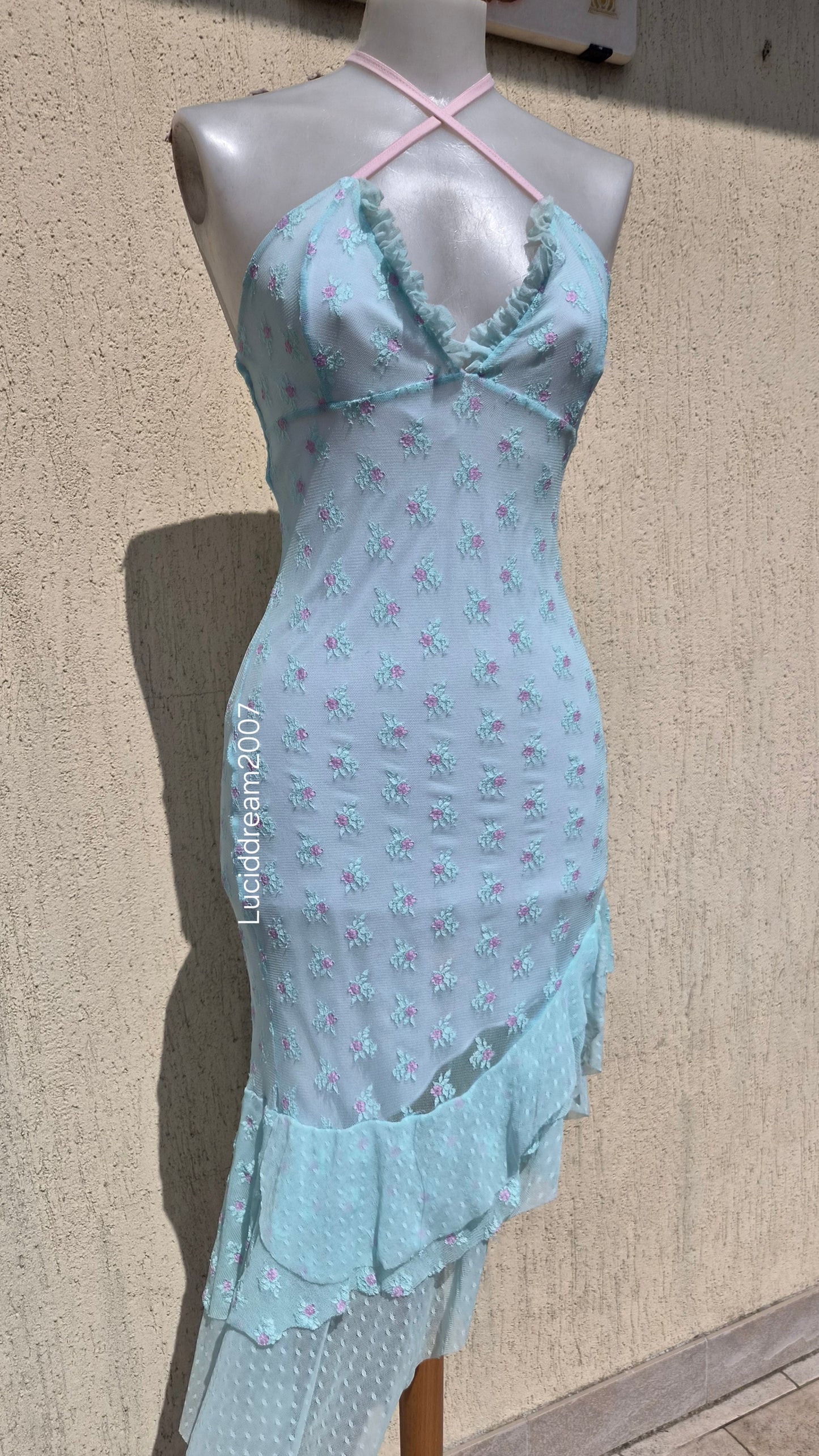 Blue and black lace dress