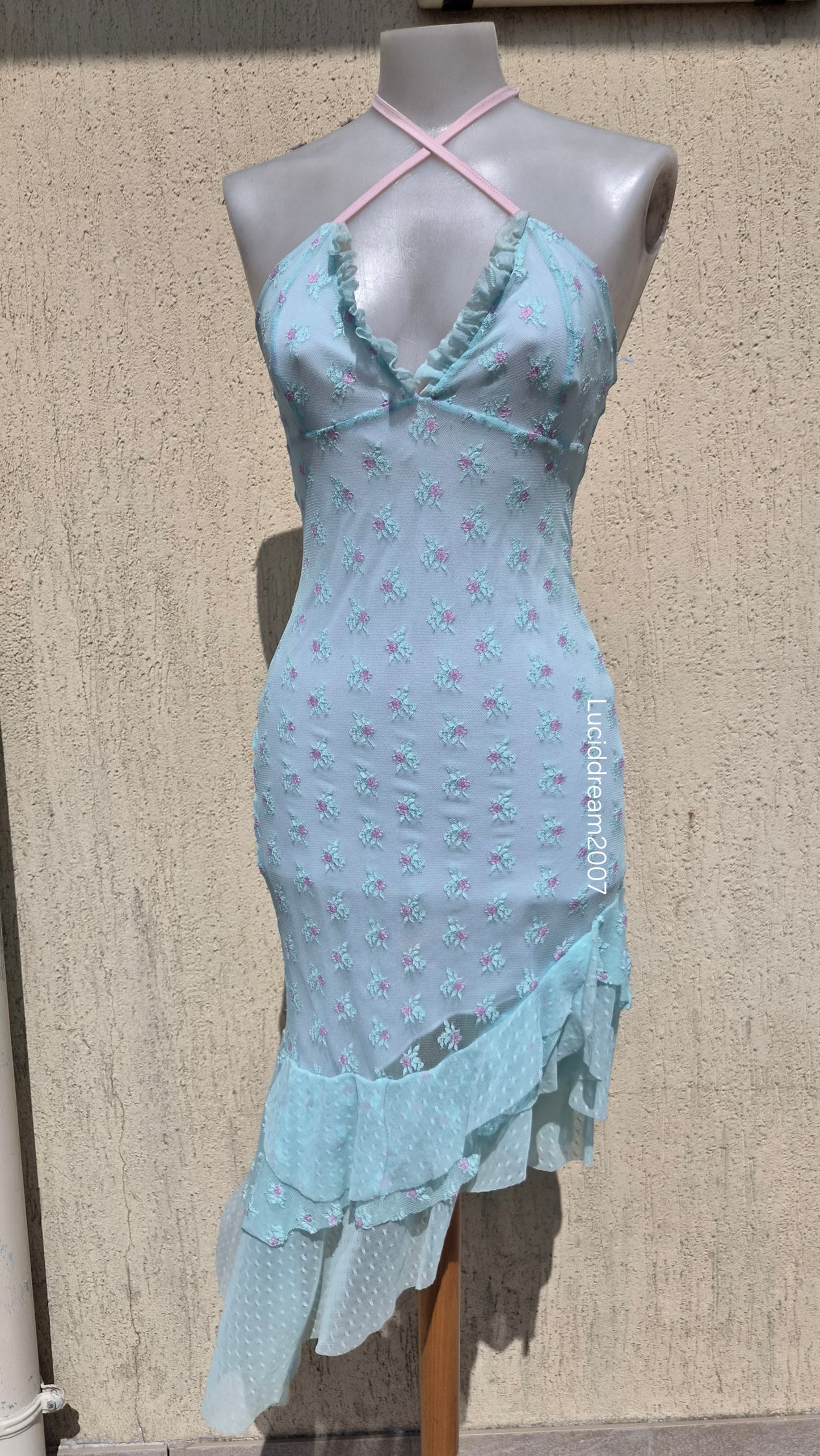 Blue and black lace dress