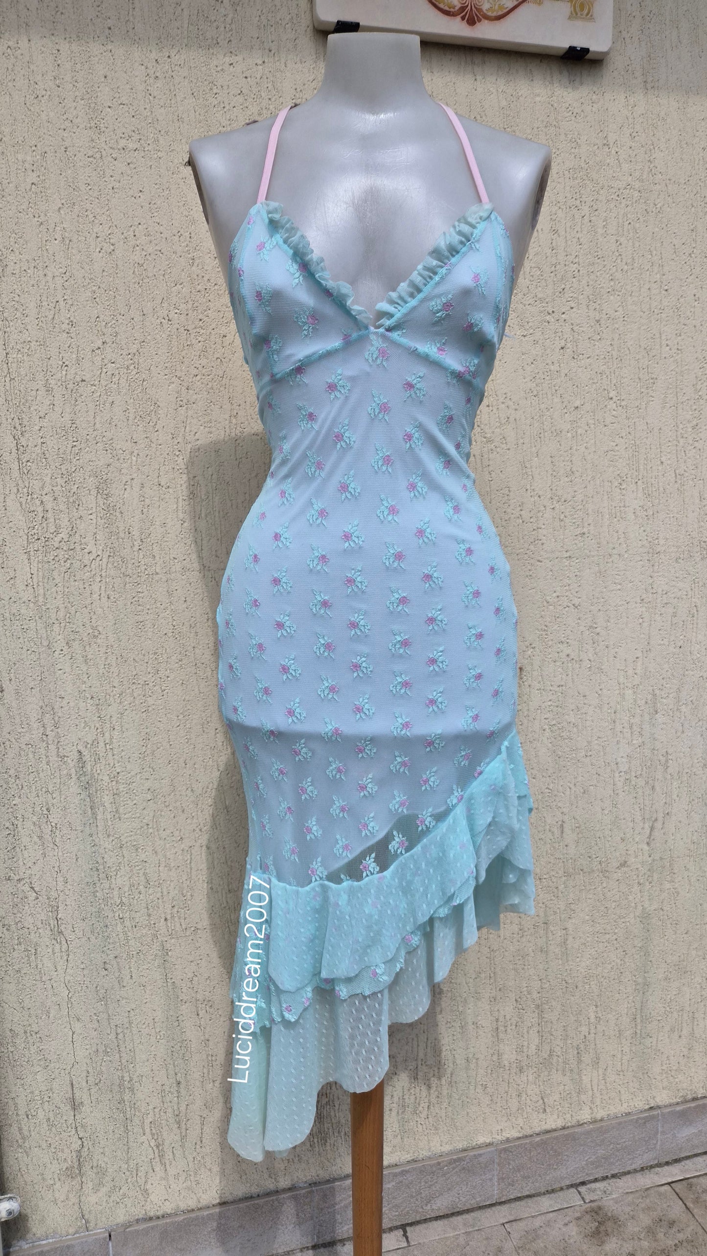 Blue and black lace dress