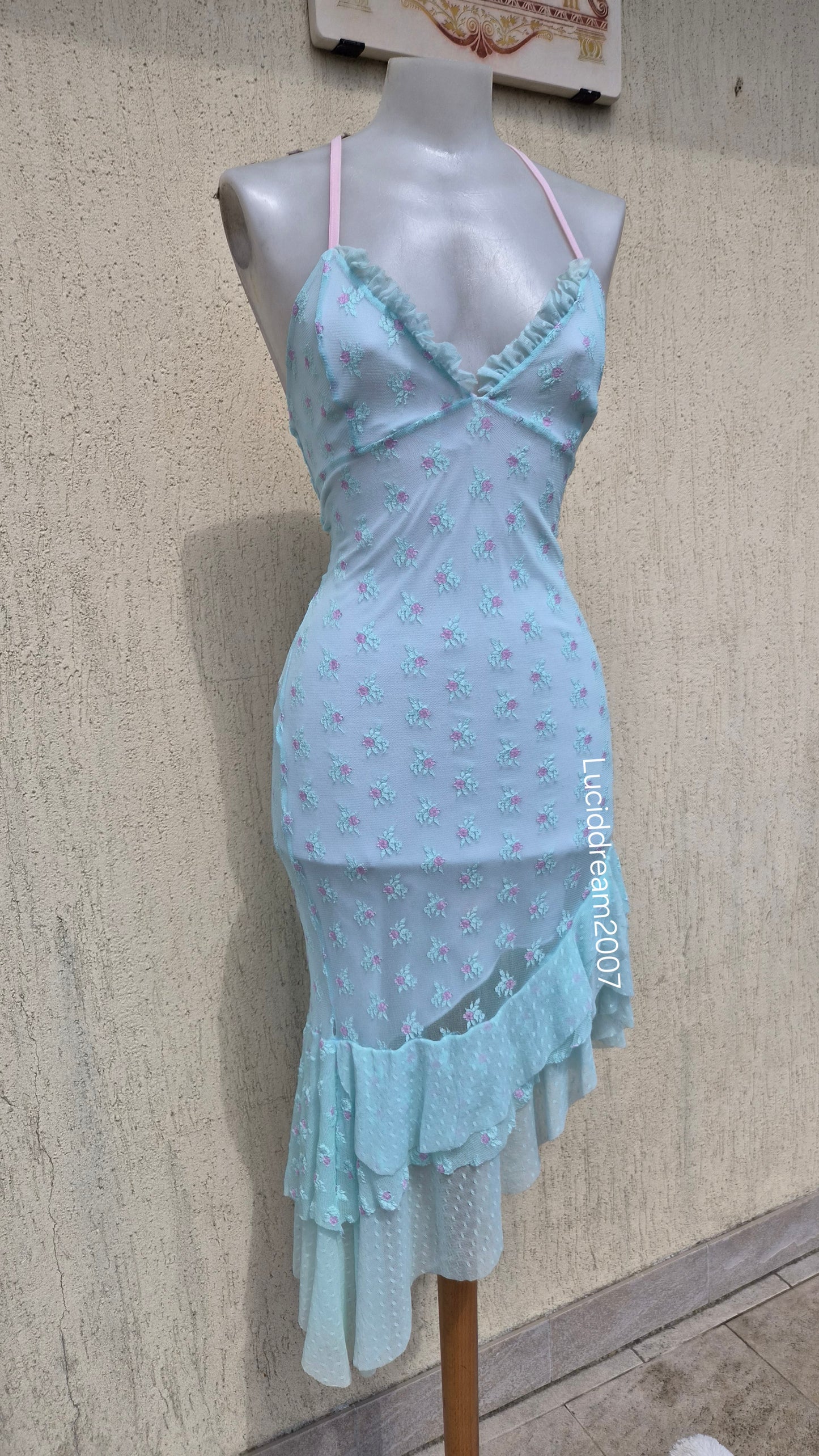 Blue and black lace dress