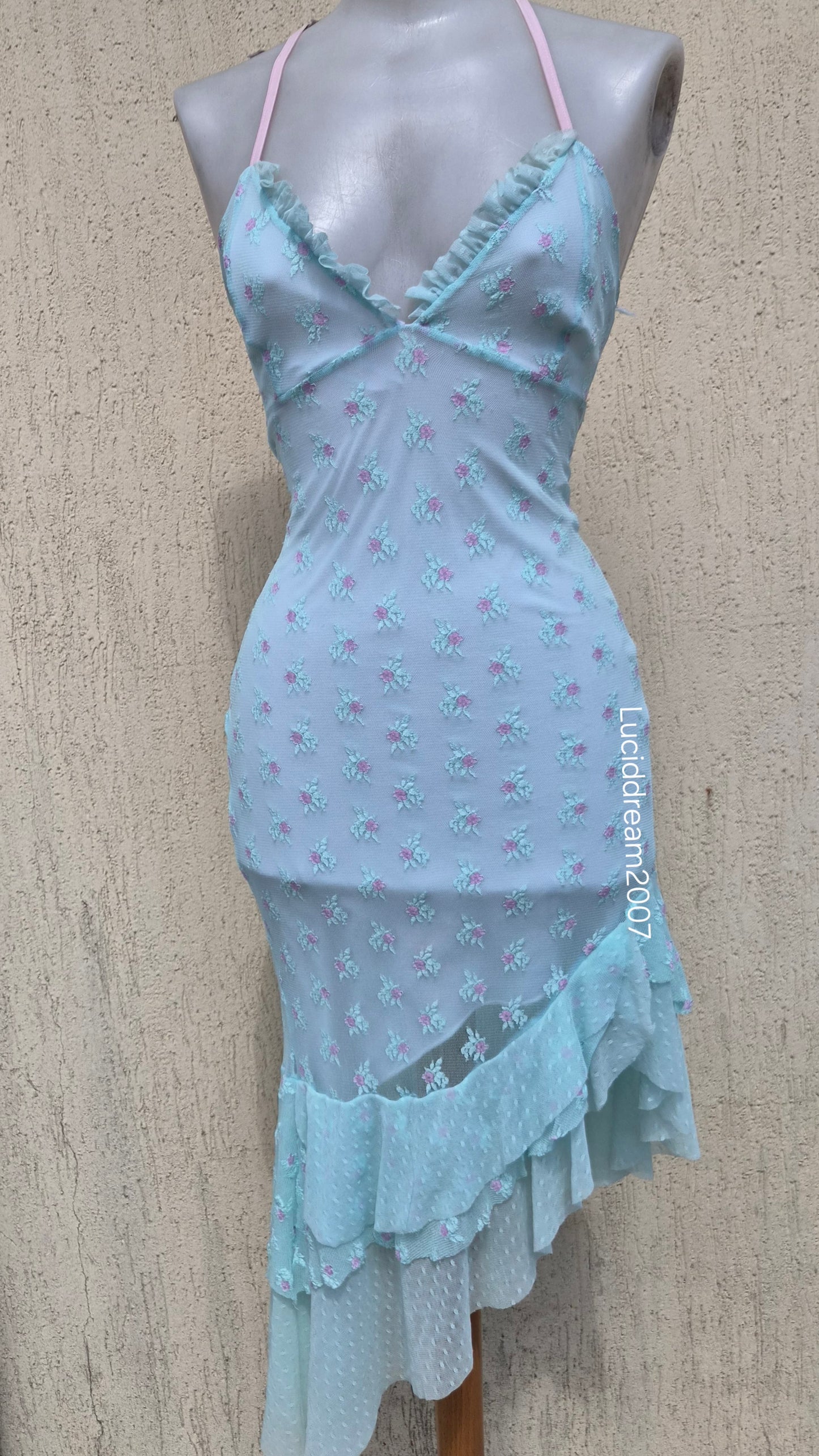 Blue and black lace dress