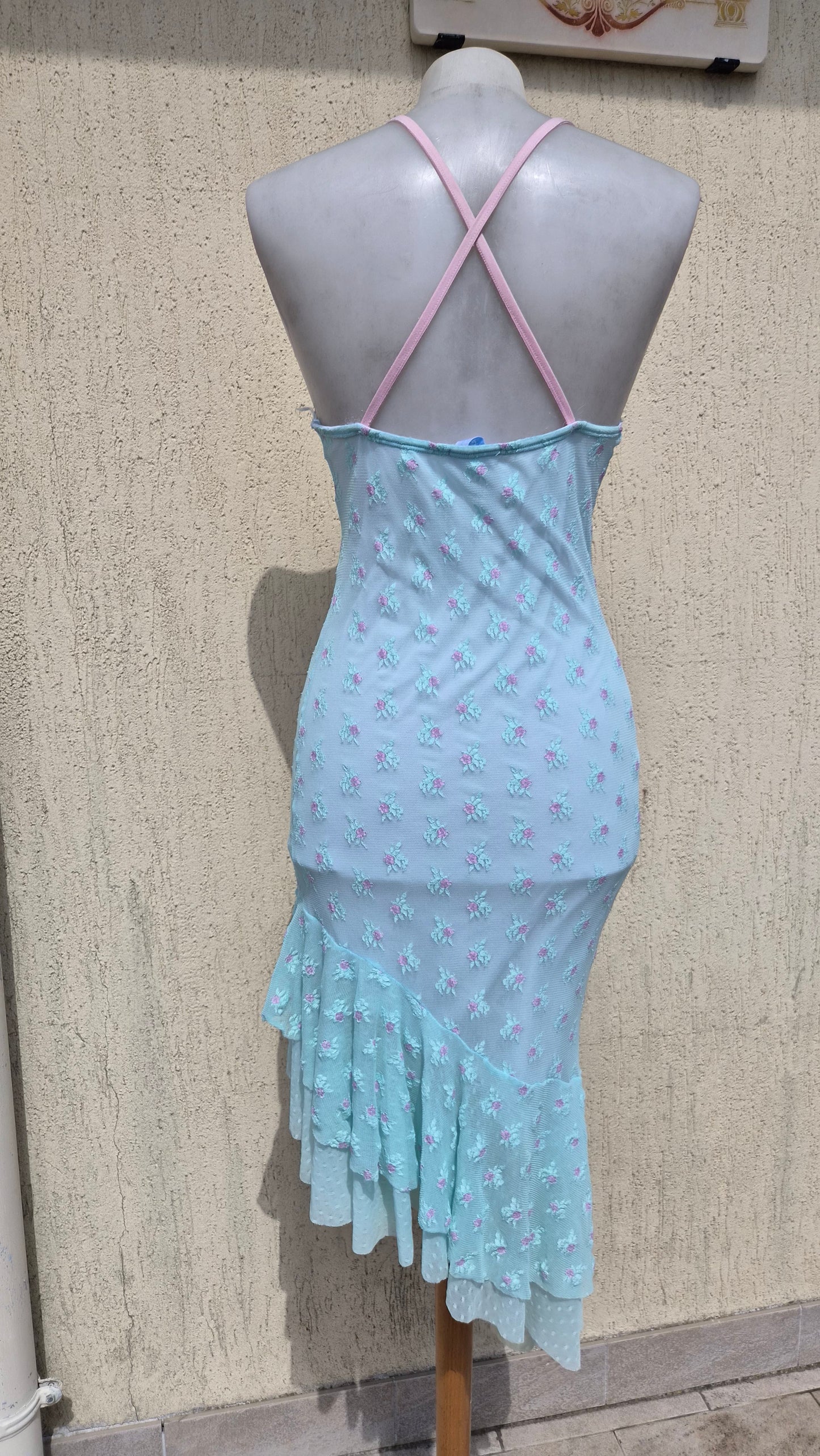 Blue and black lace dress