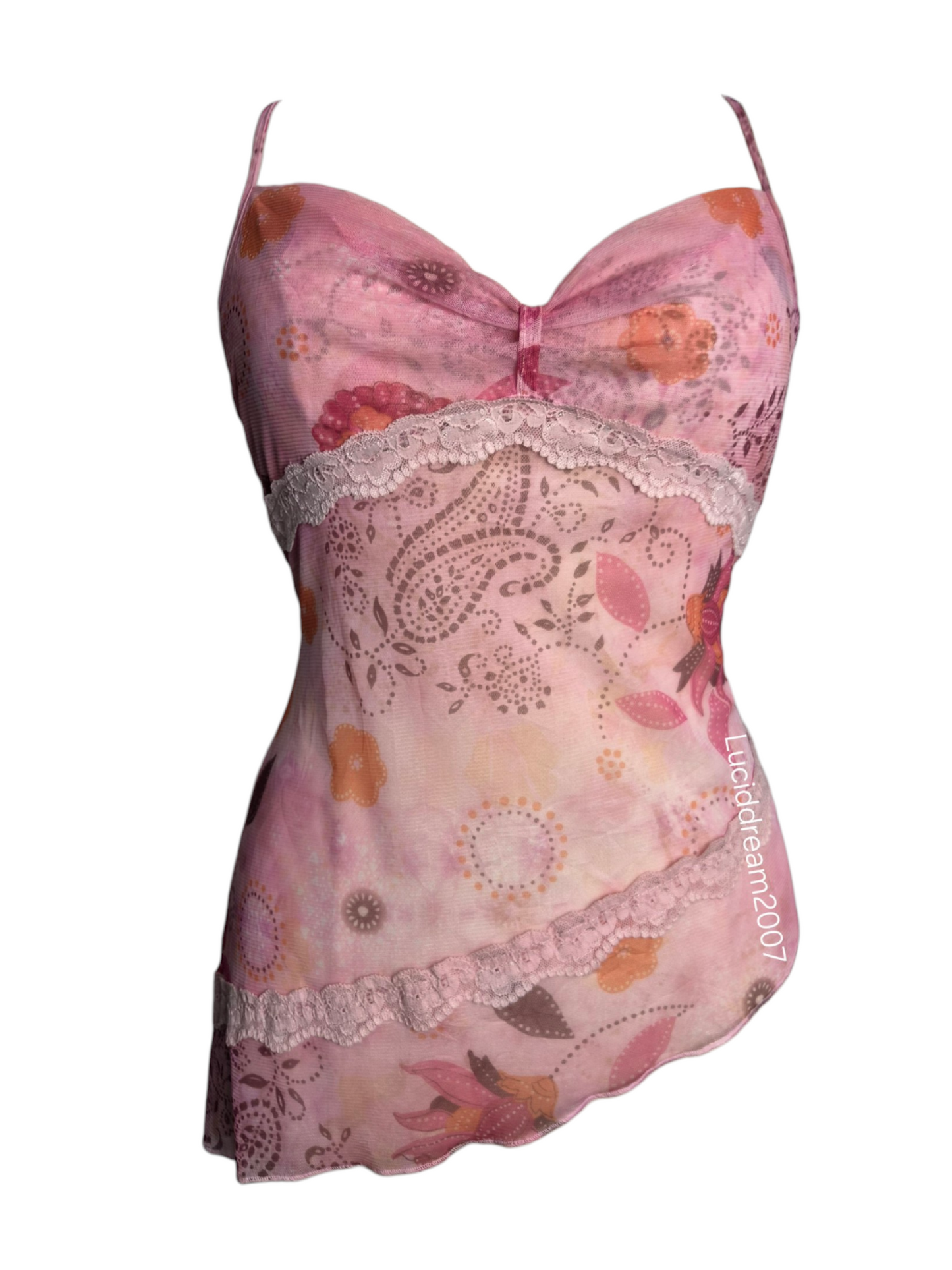 Haut rose asymétrique fleuri
