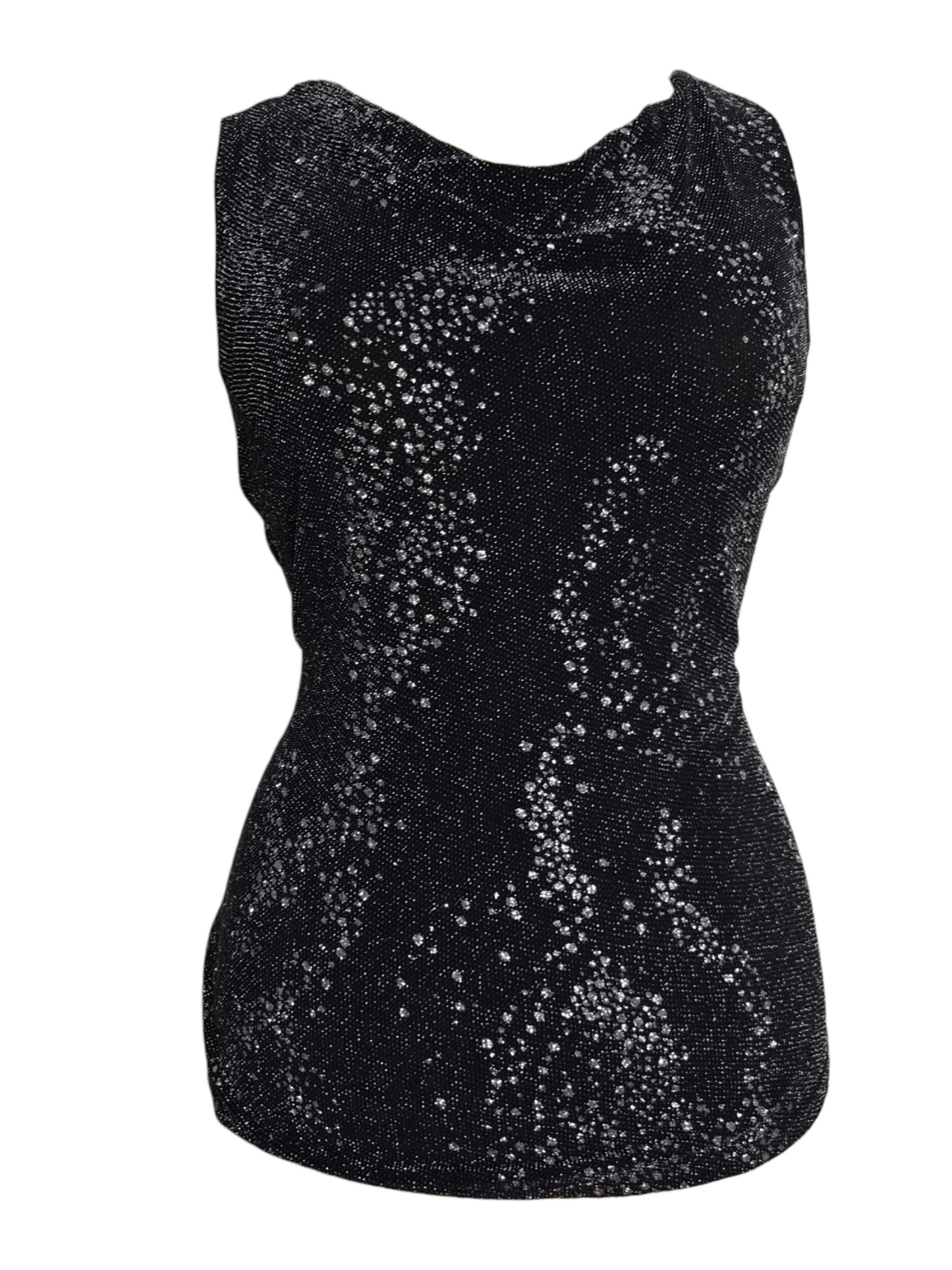 Haut col bénitier noir à strass argenté