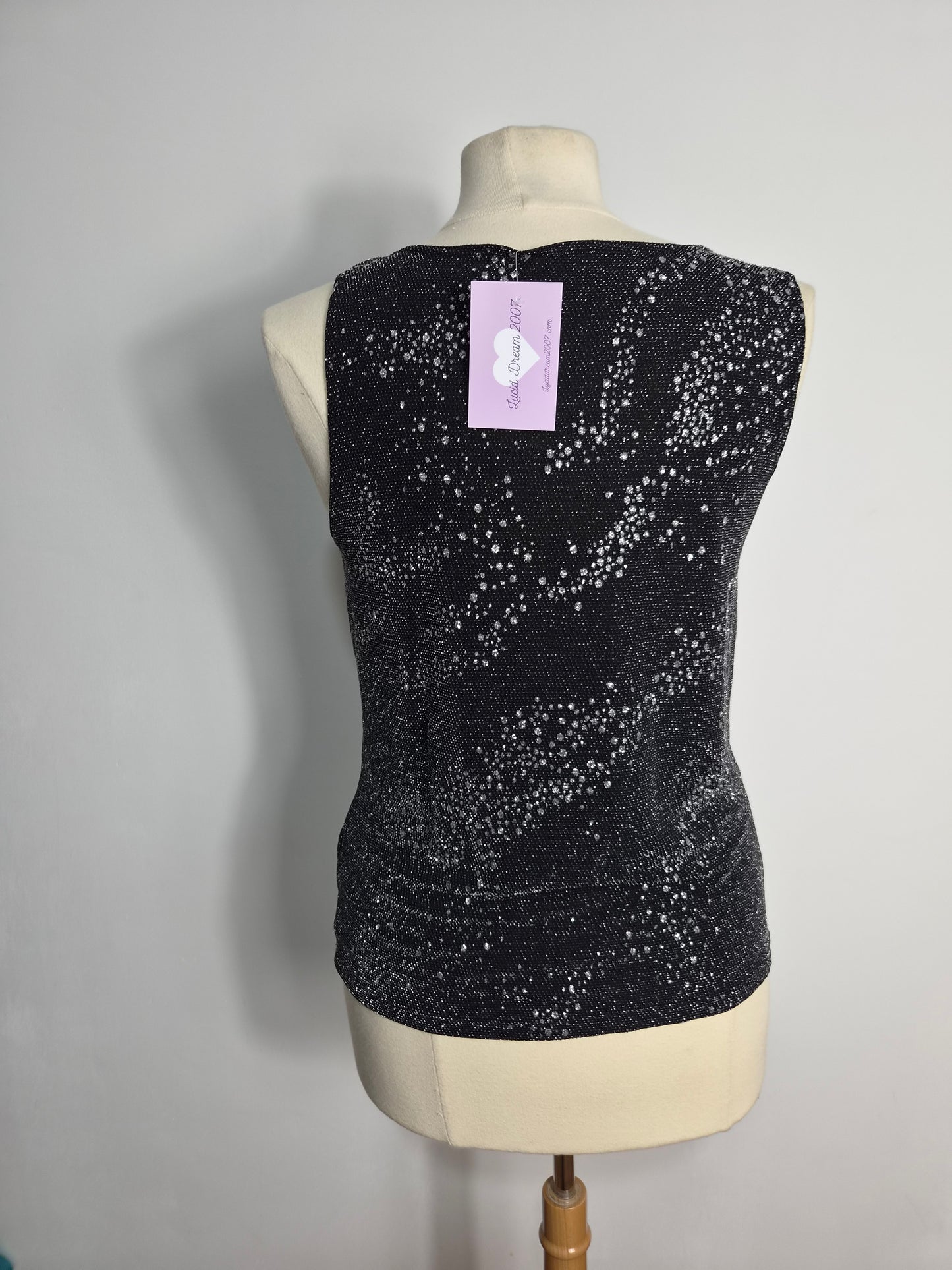 Haut col bénitier noir à strass argenté