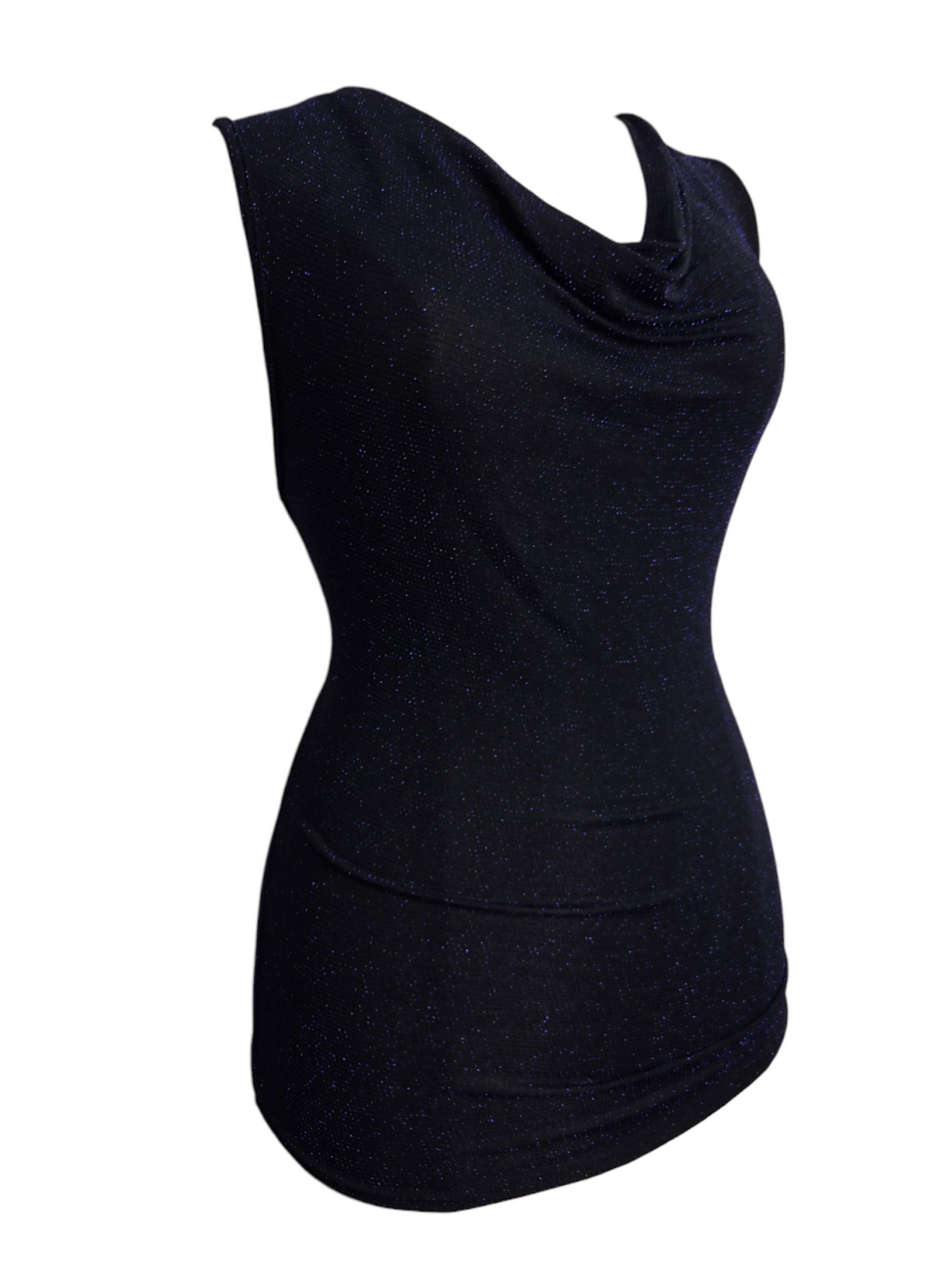 Haut col bénitier noir à strass bleu