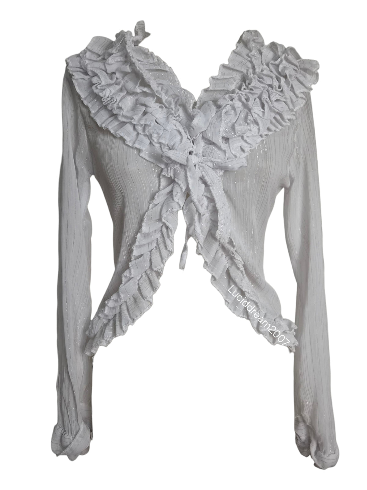 White ruffled voile blouse