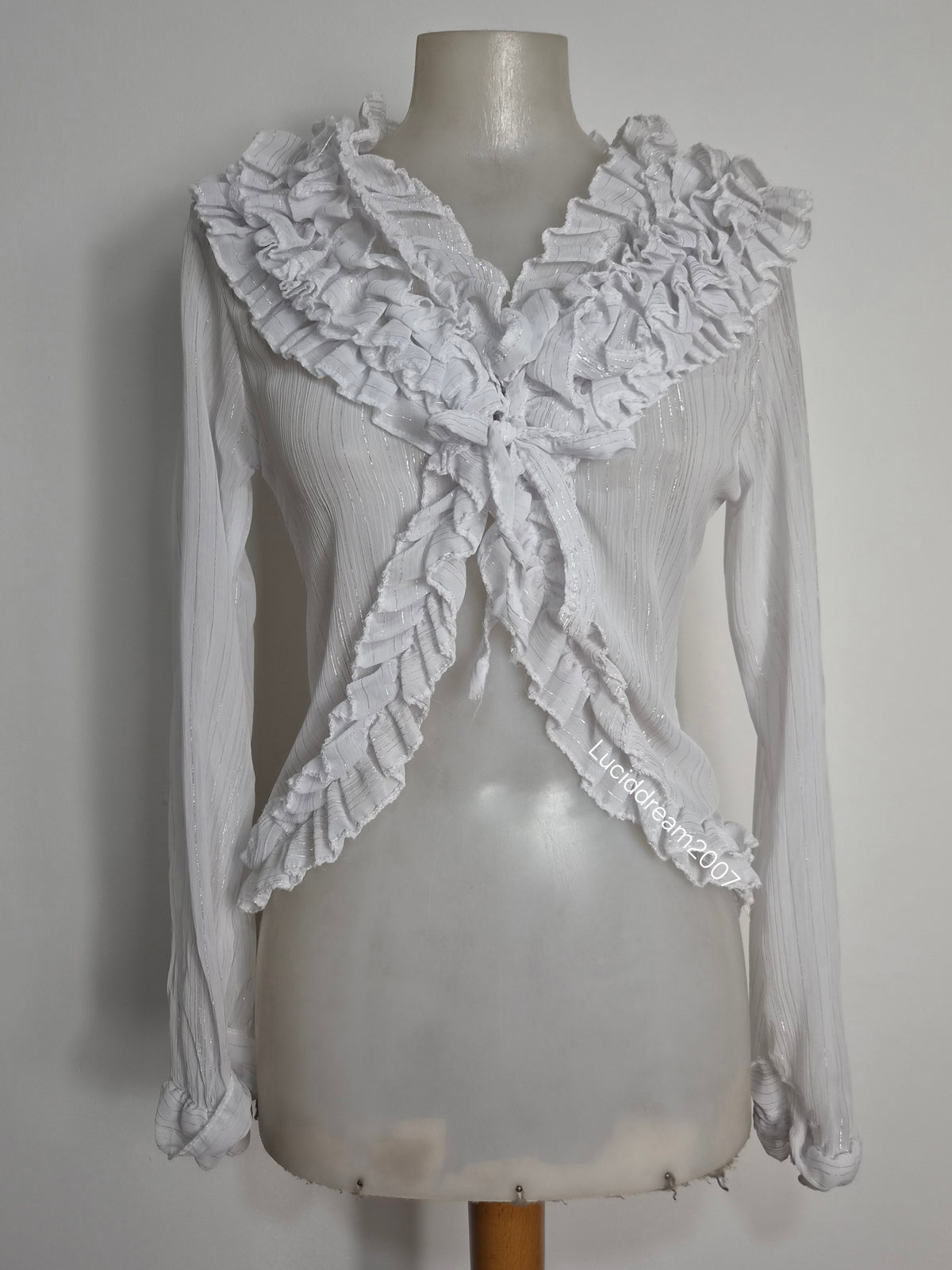 White ruffled voile blouse